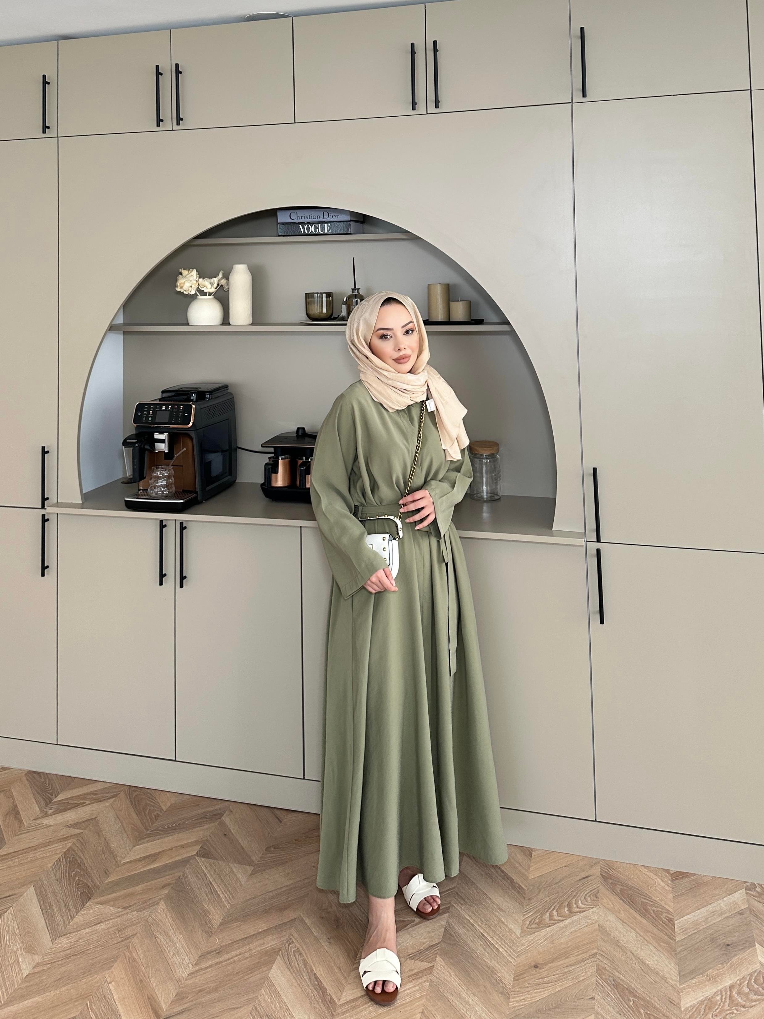 Sima Tensel Gömlek Elbise Haki