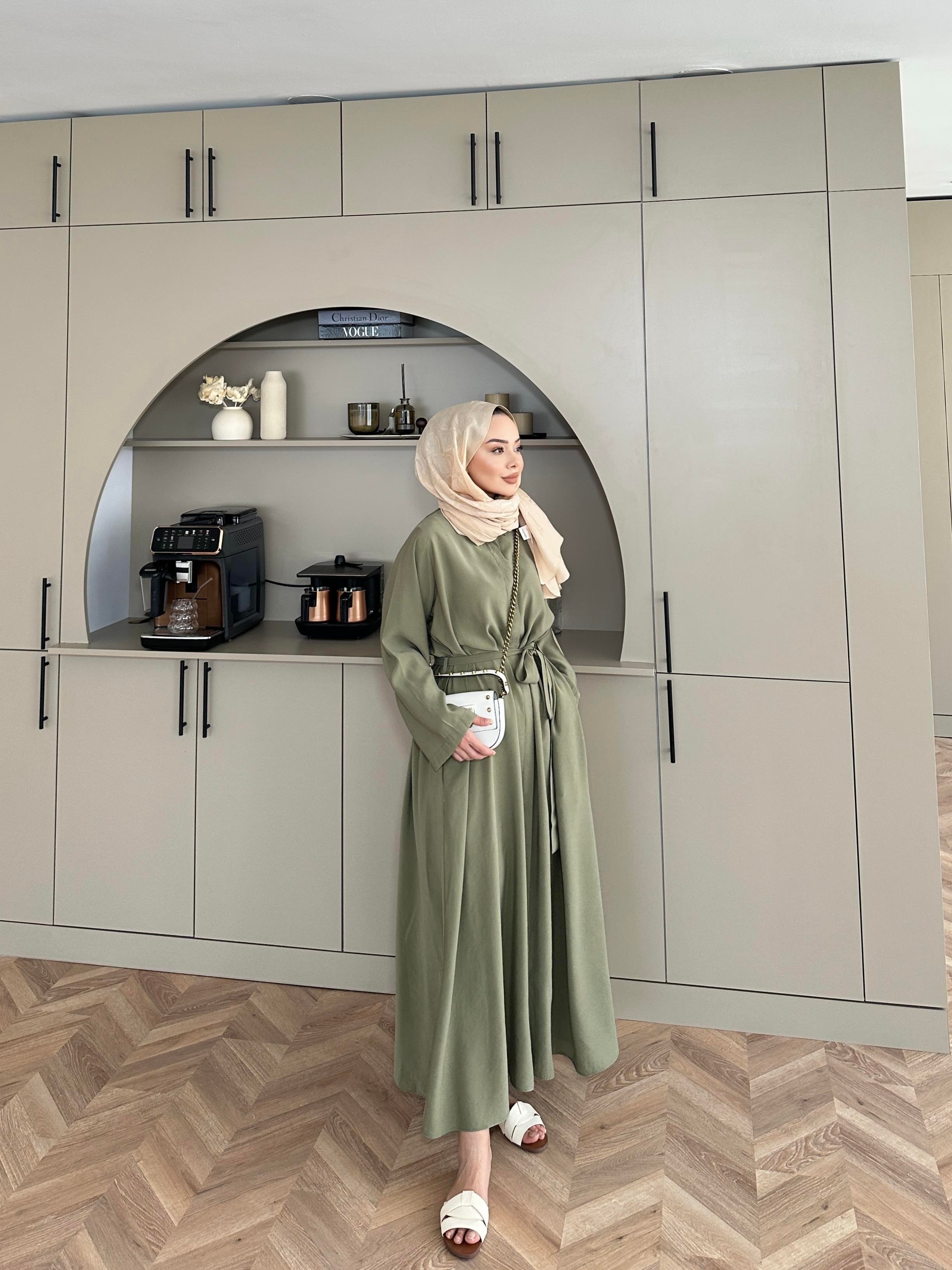 Sima Tensel Gömlek Elbise Haki