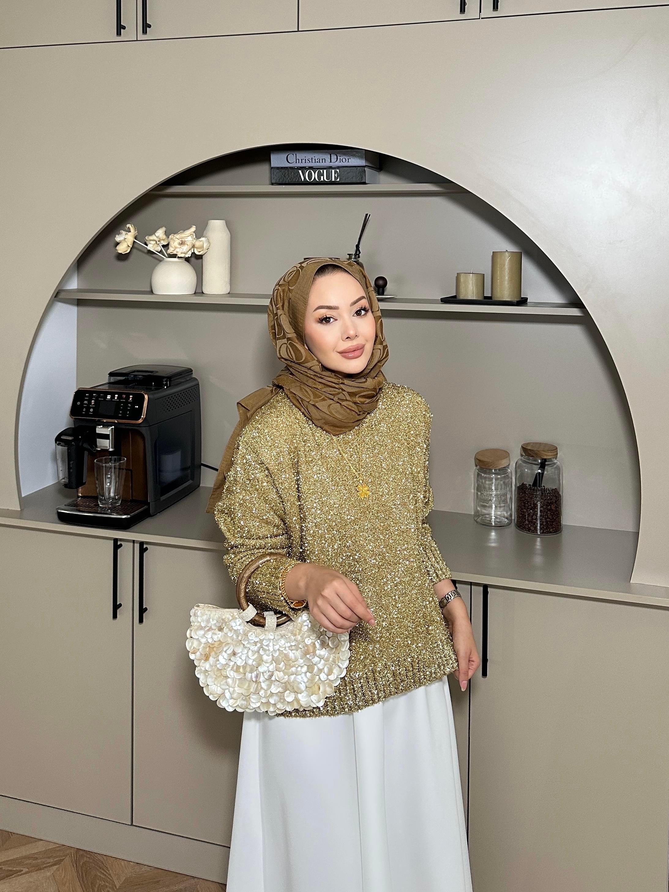 Simli Kısa Kazak Gold