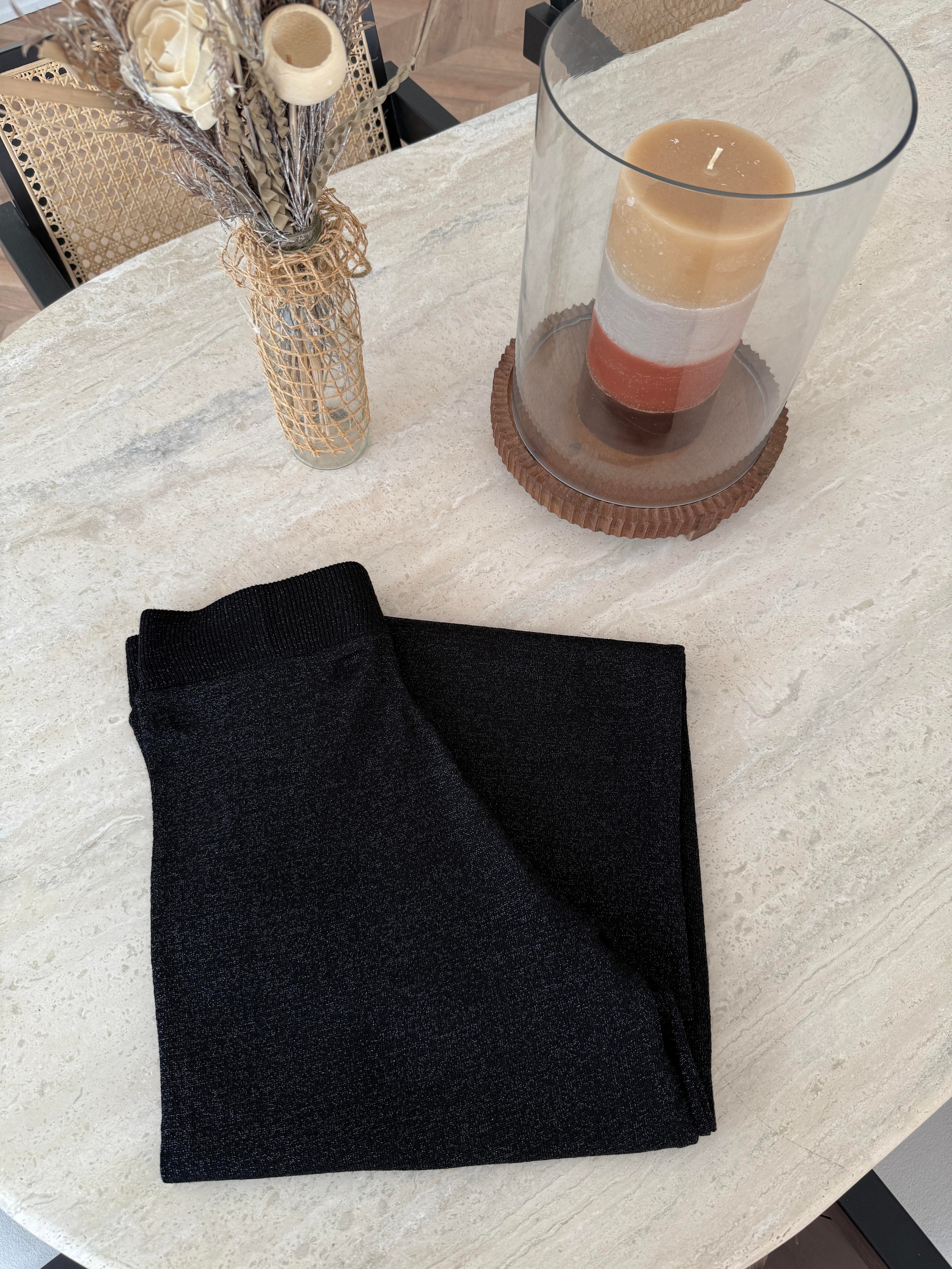 Simli Triko Pantolon Siyah