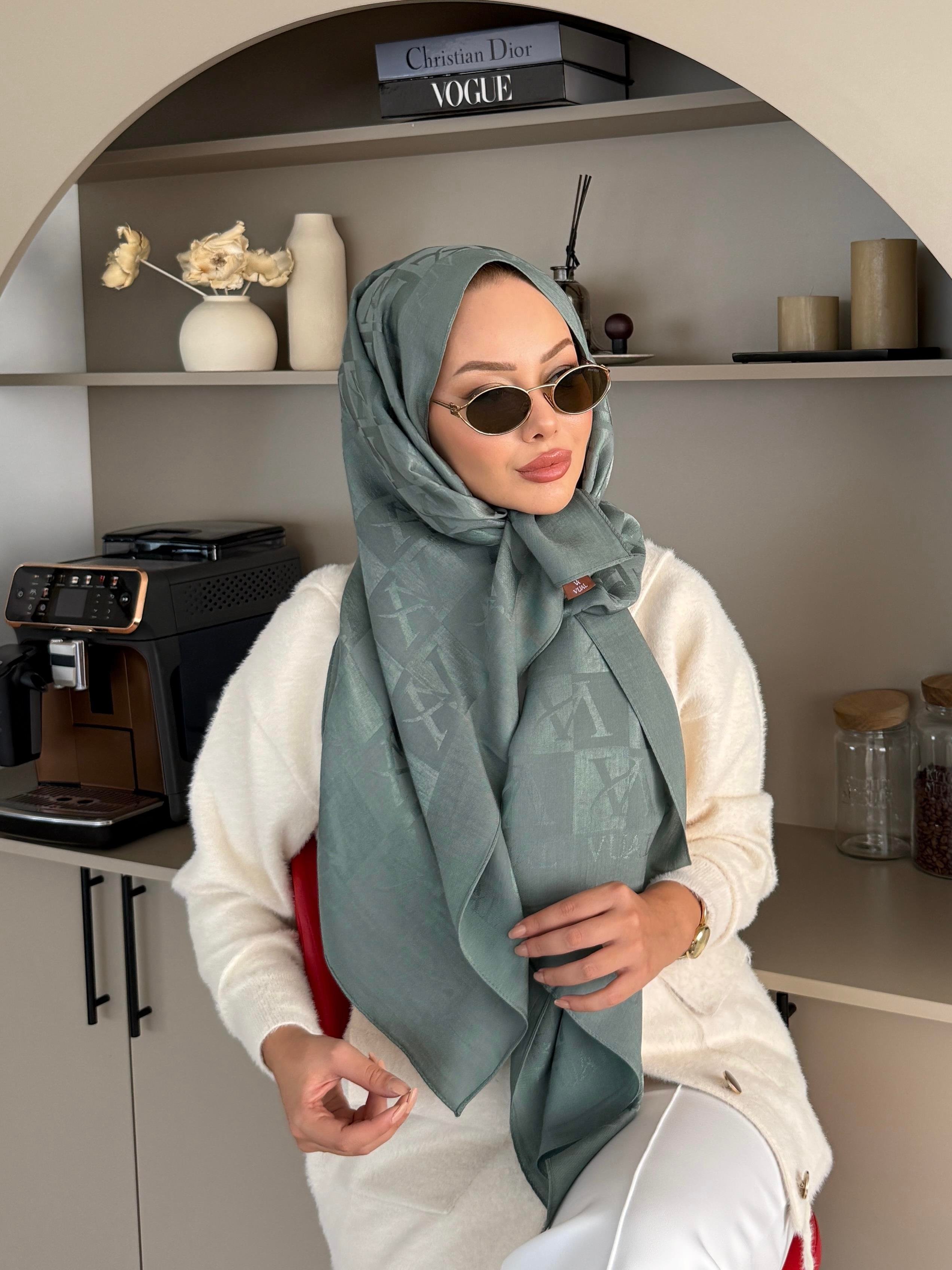 Su Yeşili VA Dama Desen Naia Şal