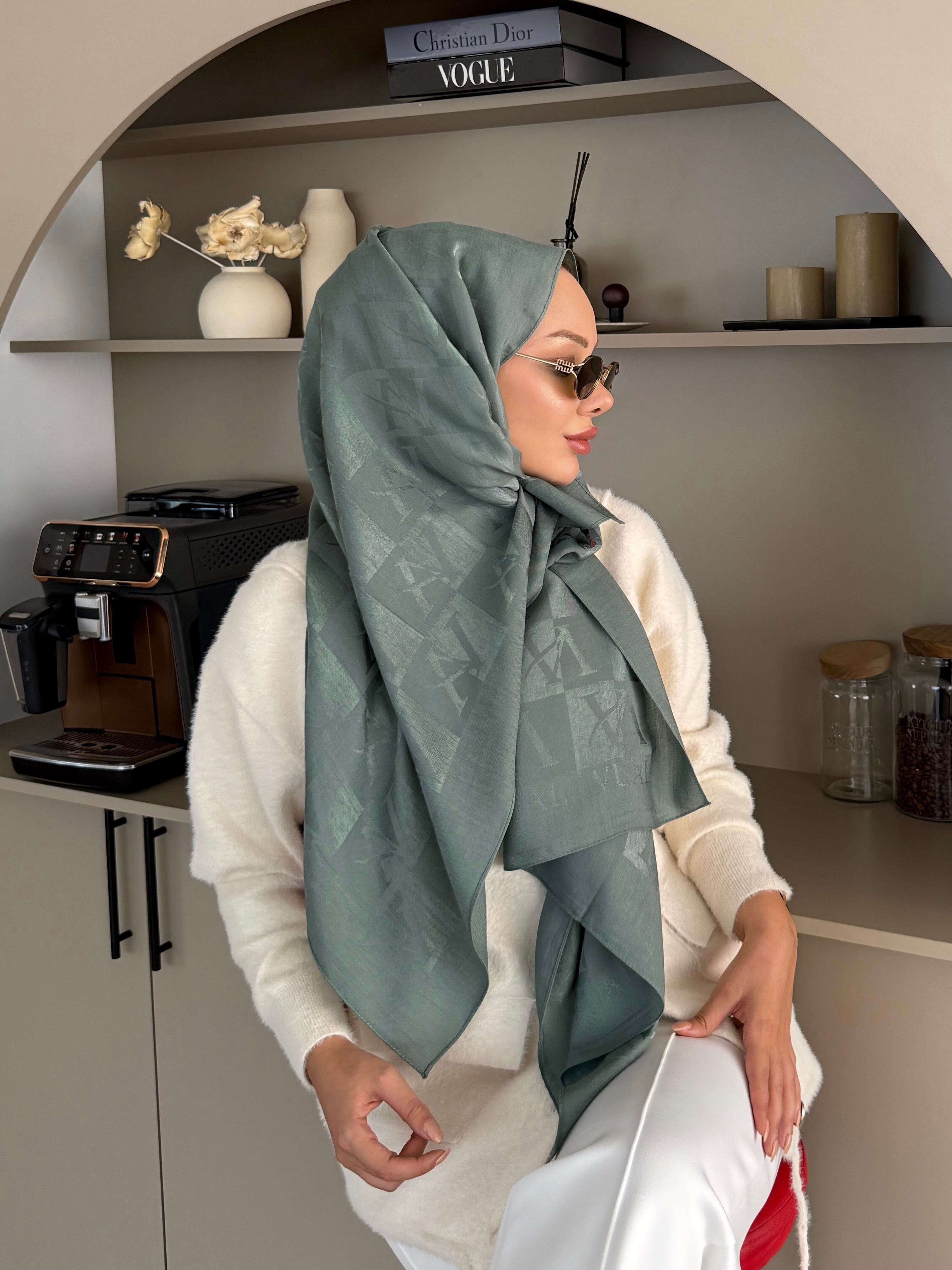 Su Yeşili VA Dama Desen Naia Şal