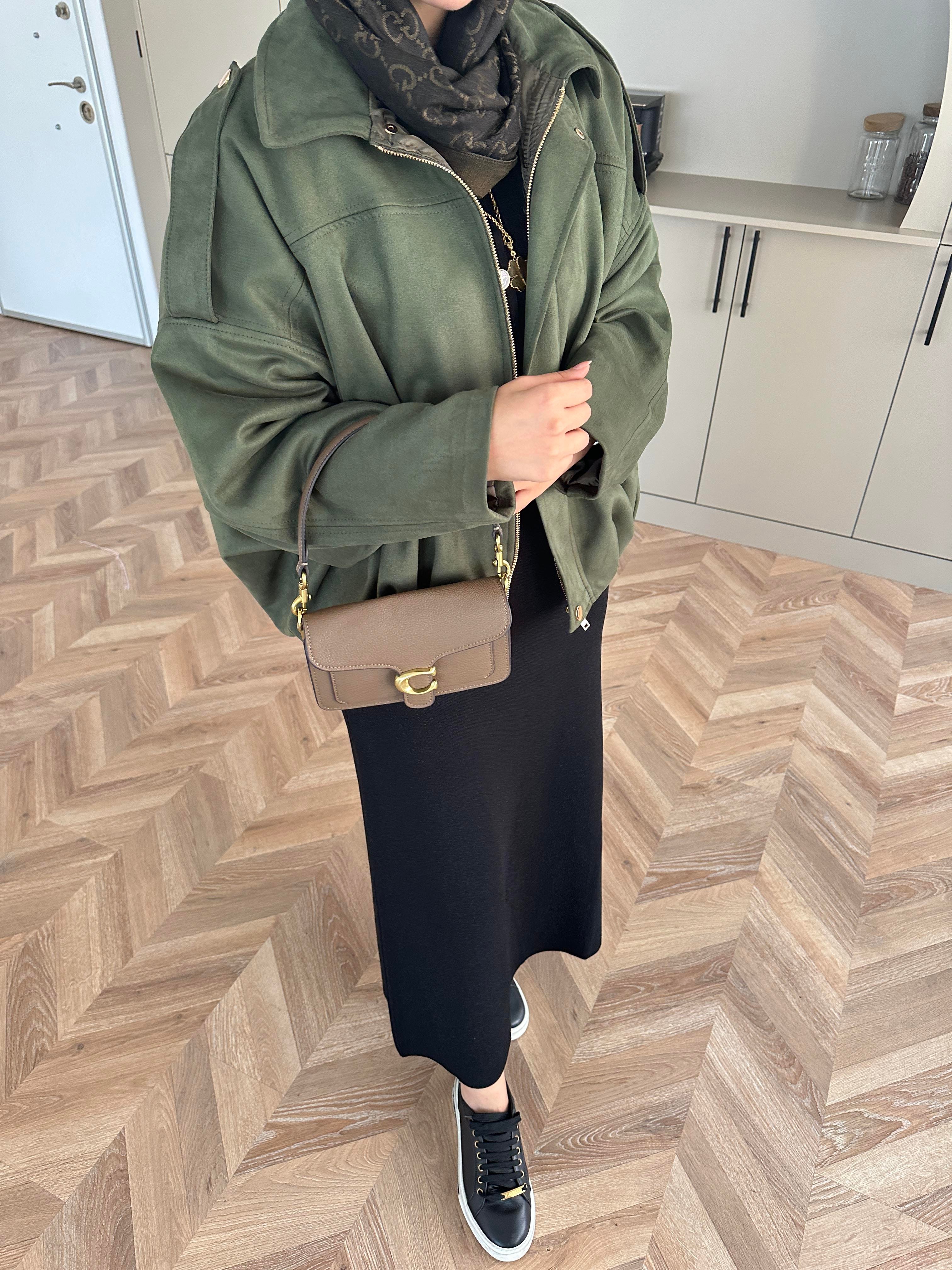 Süet Bomber Ceket Haki