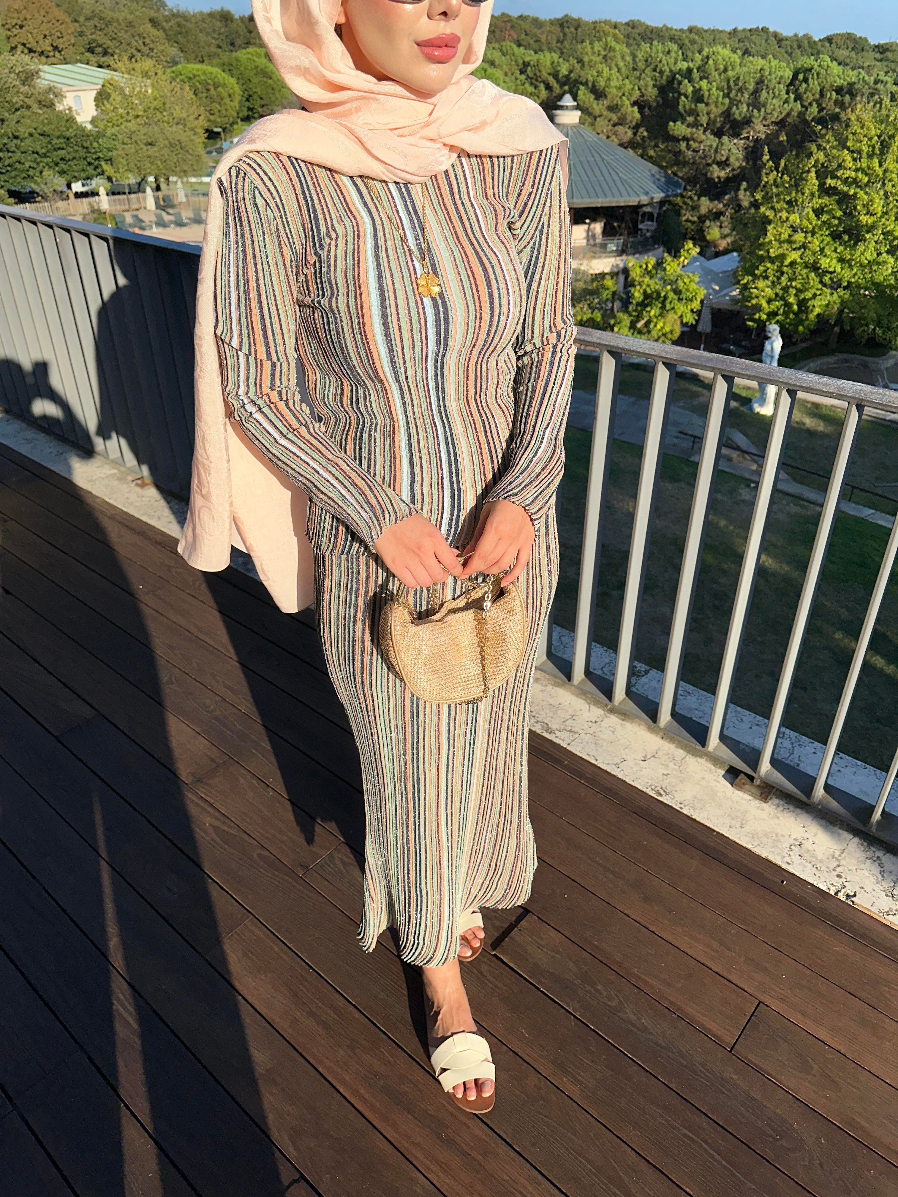 Tanya Işıltılı Etekli Takım Pembe