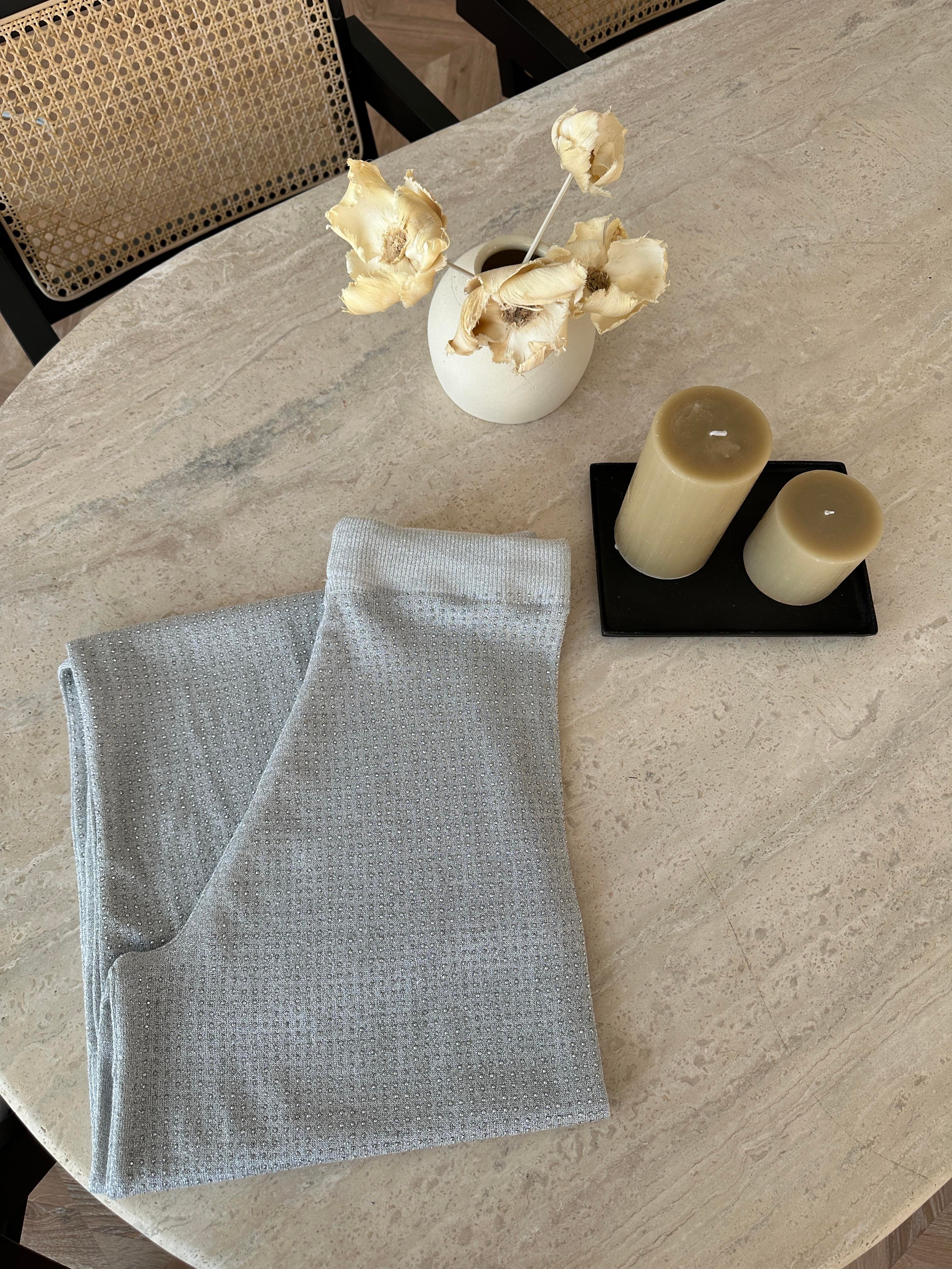 Taşlı Merserize Pantolon Ekru