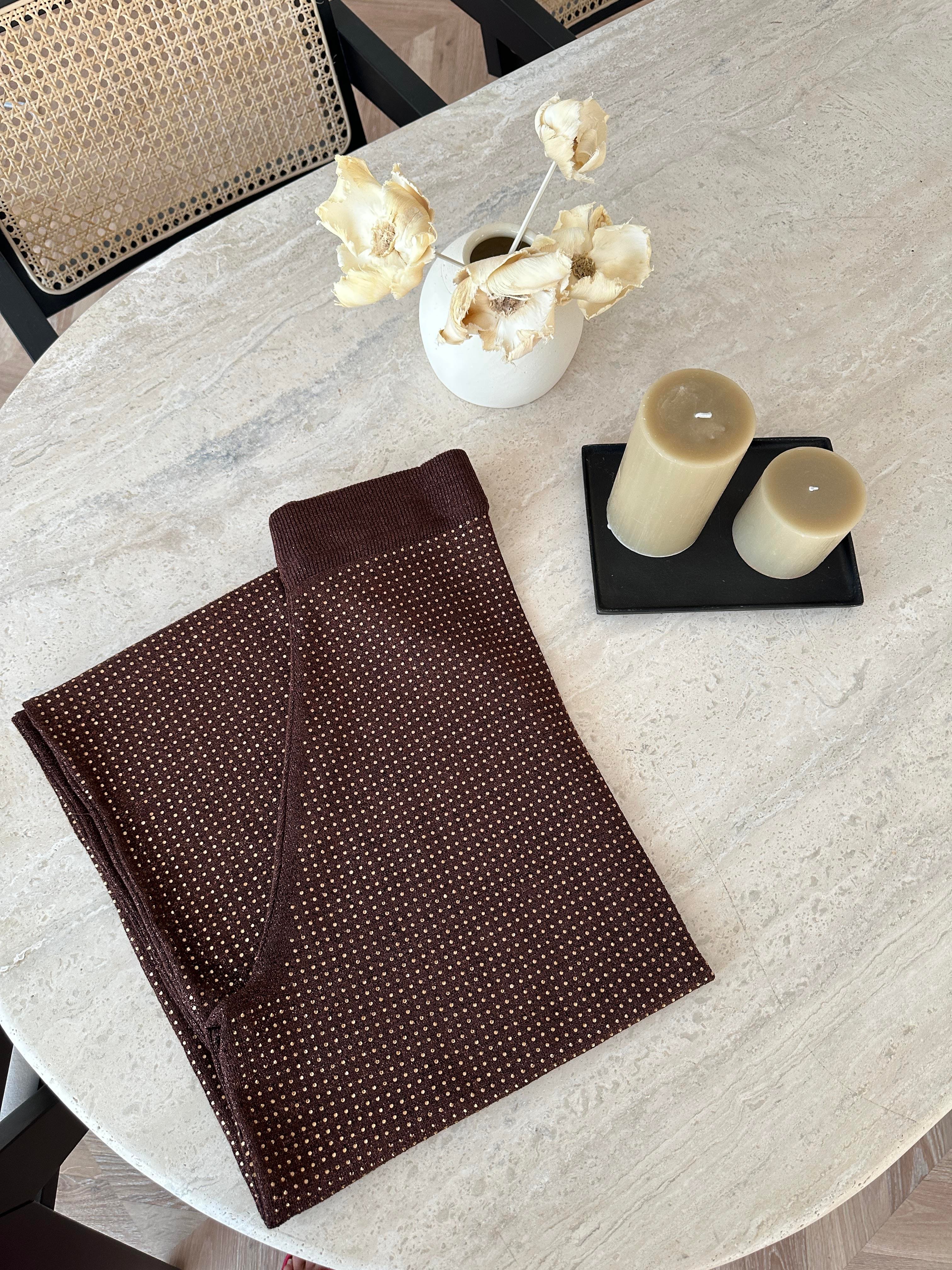 Taşlı Merserize Pantolon Kahverengi