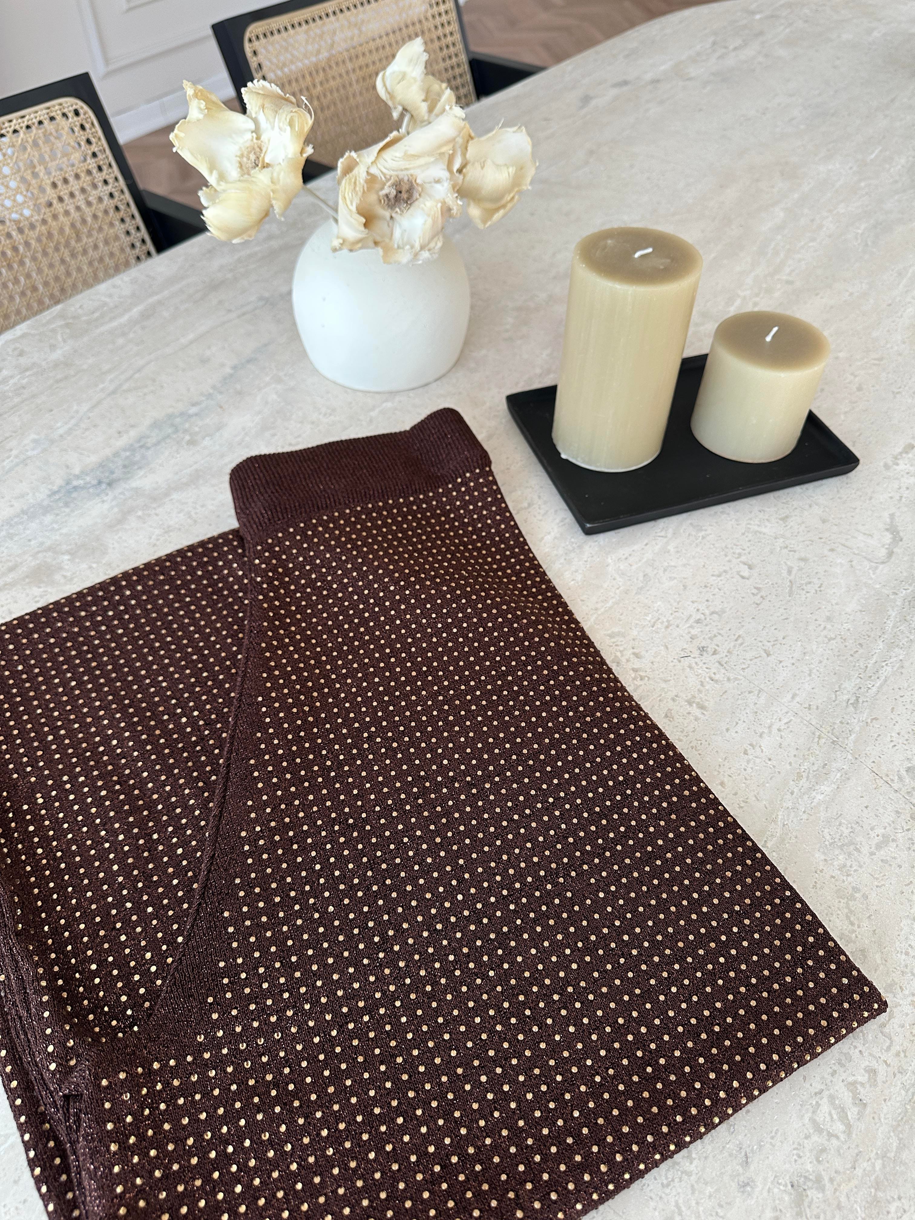 Taşlı Merserize Pantolon Kahverengi