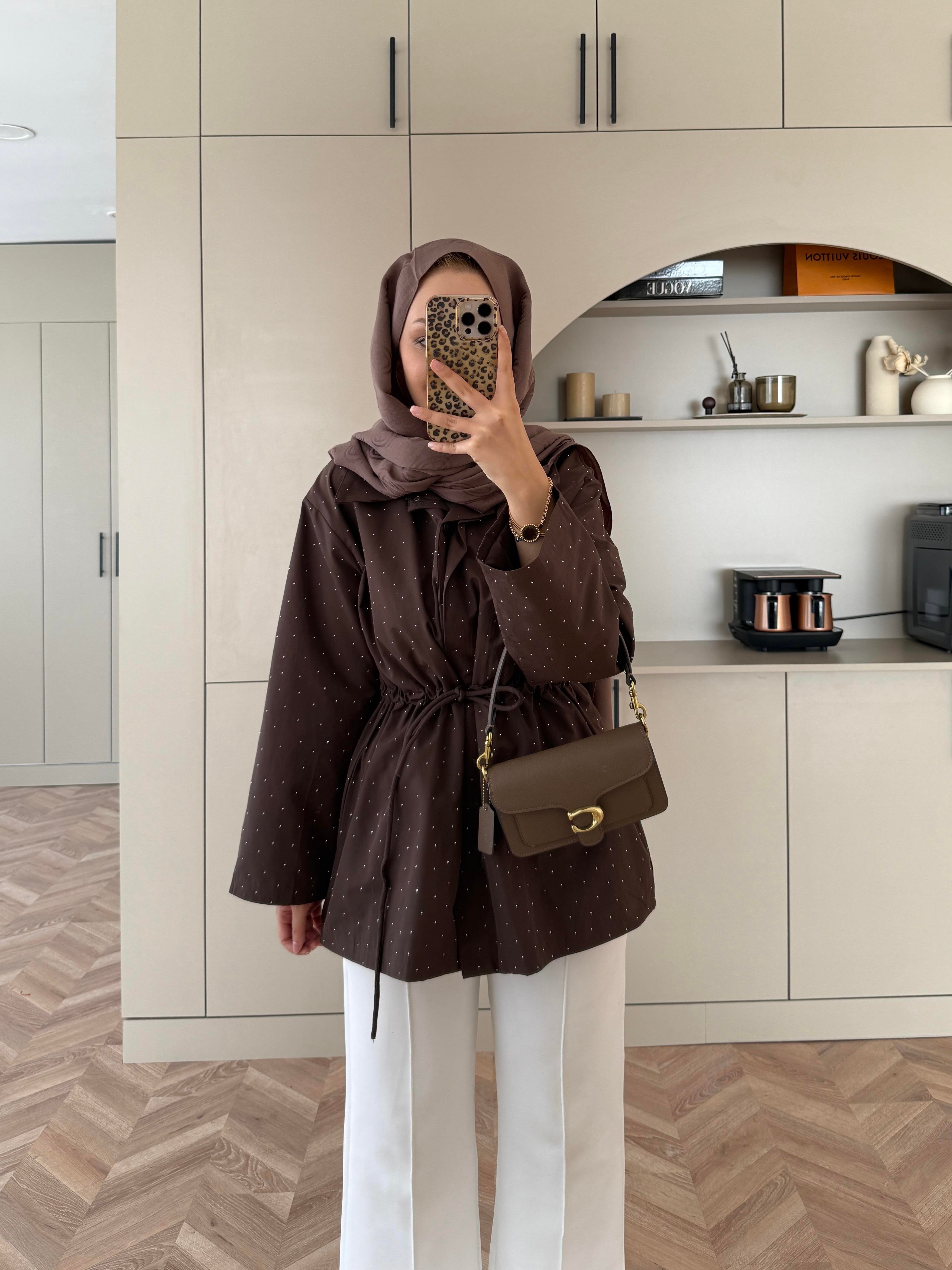 Taşlı Trenç Kahve