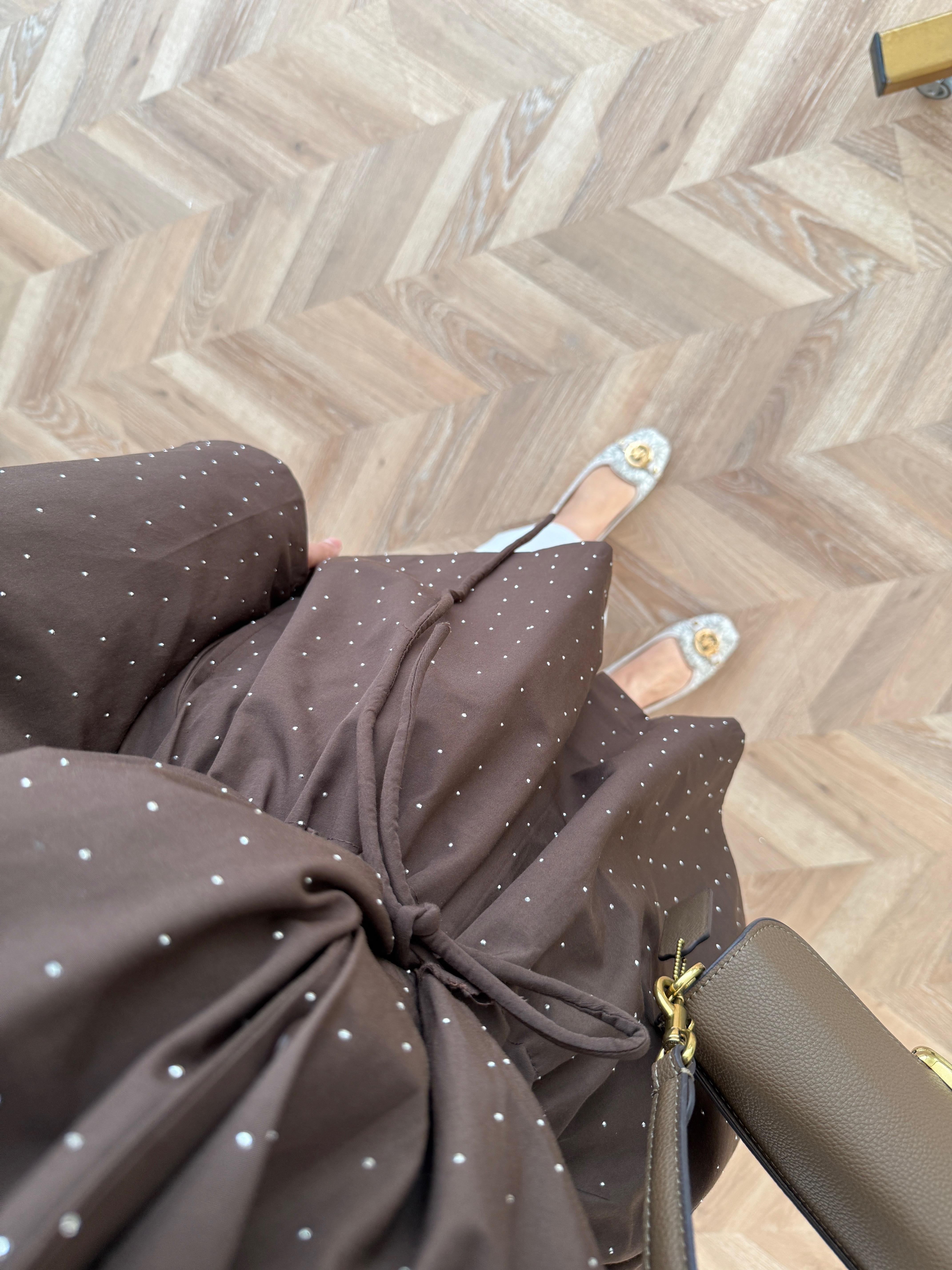 Taşlı Trenç Kahve