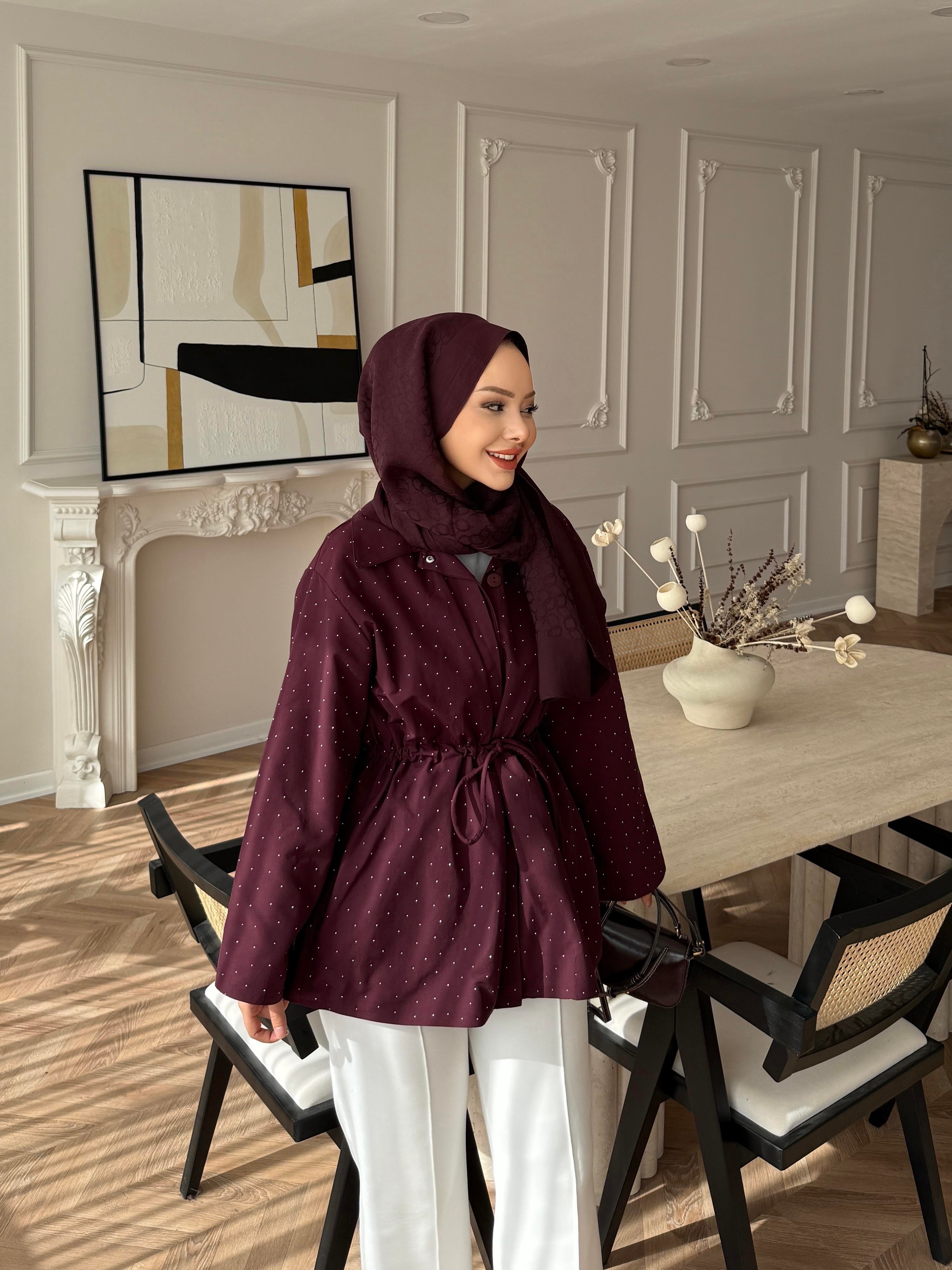 Taşlı Trenç Mürdüm