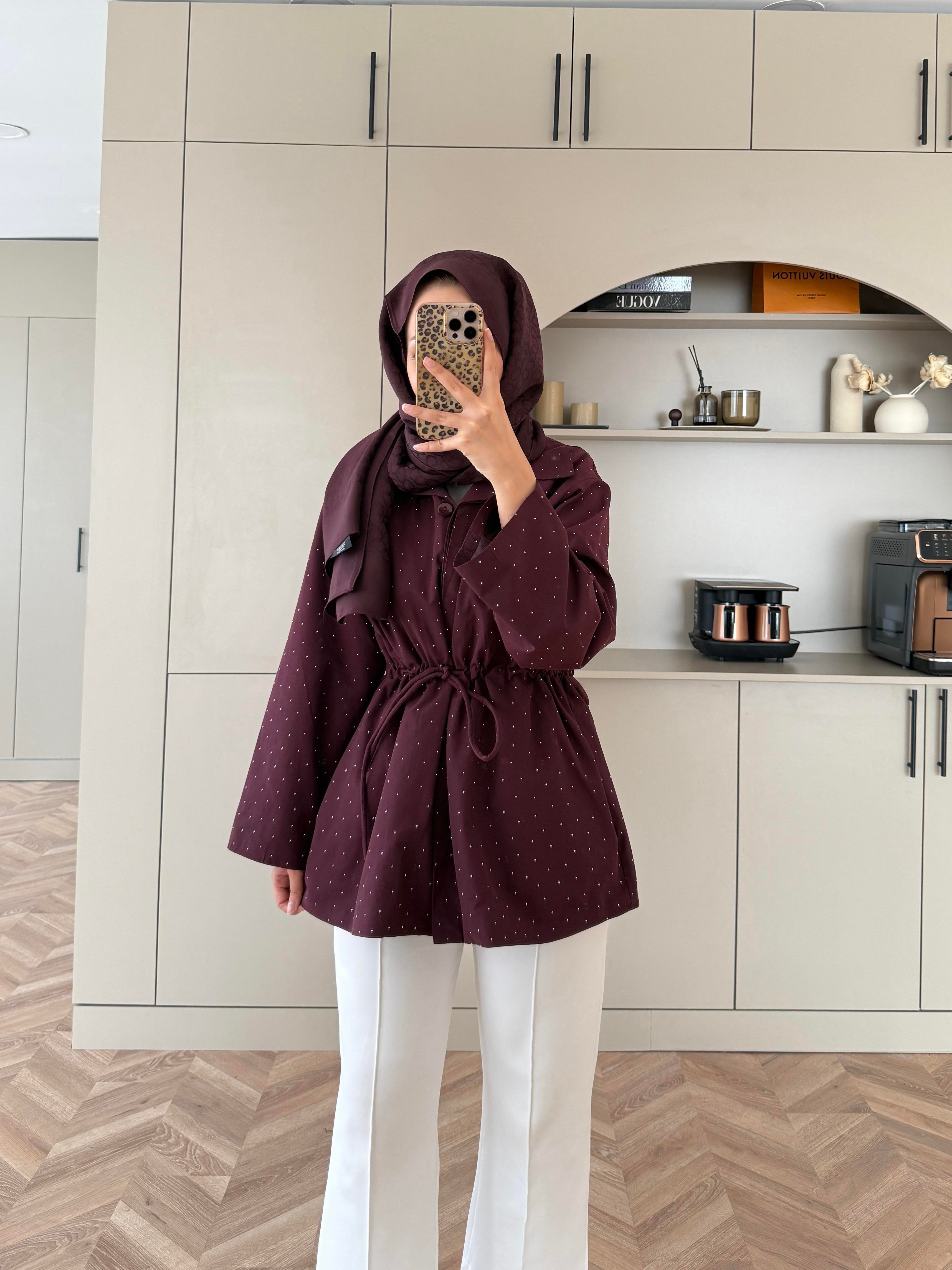 Taşlı Trenç Mürdüm