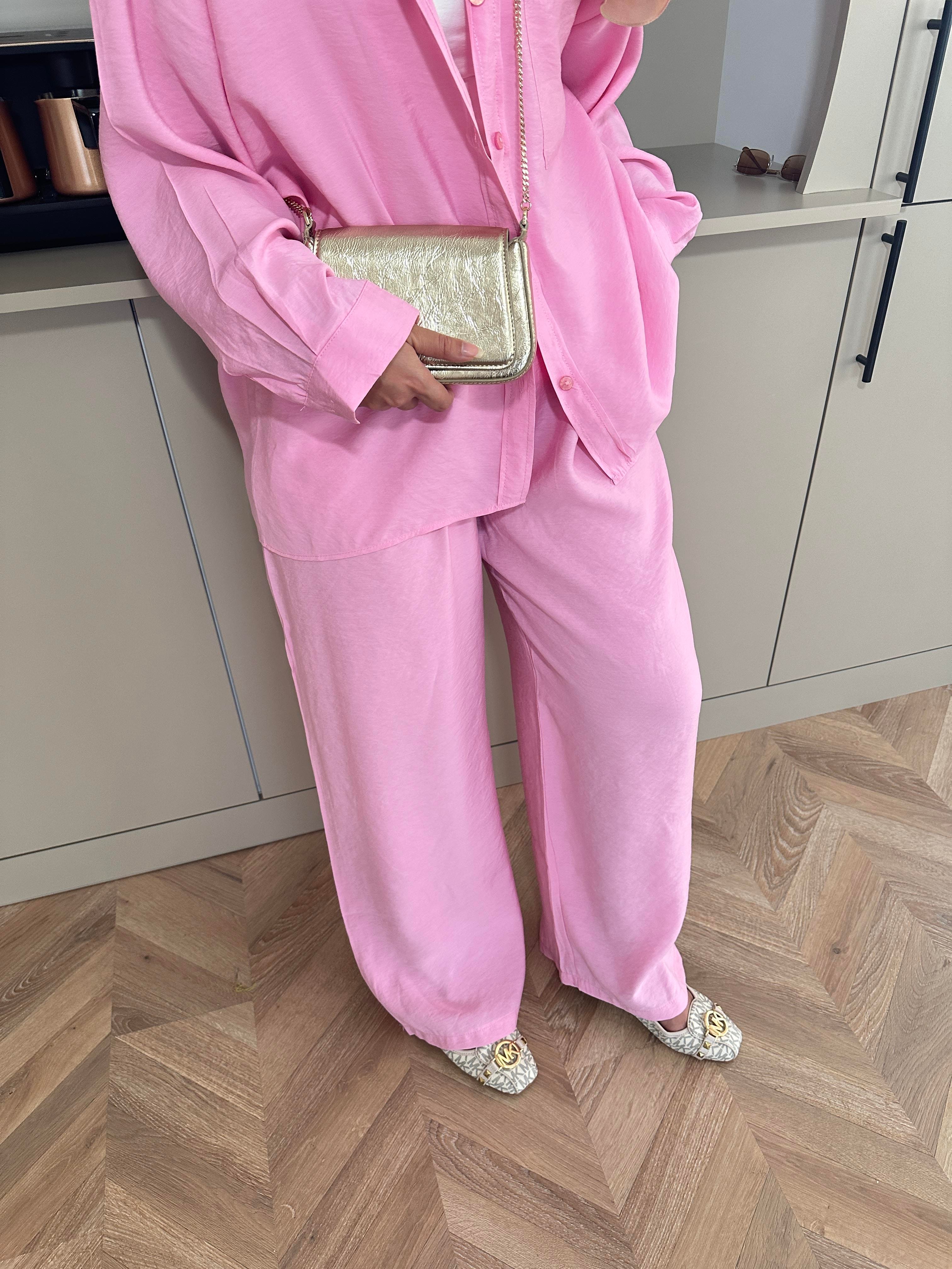 Keten Pantolon Pembe