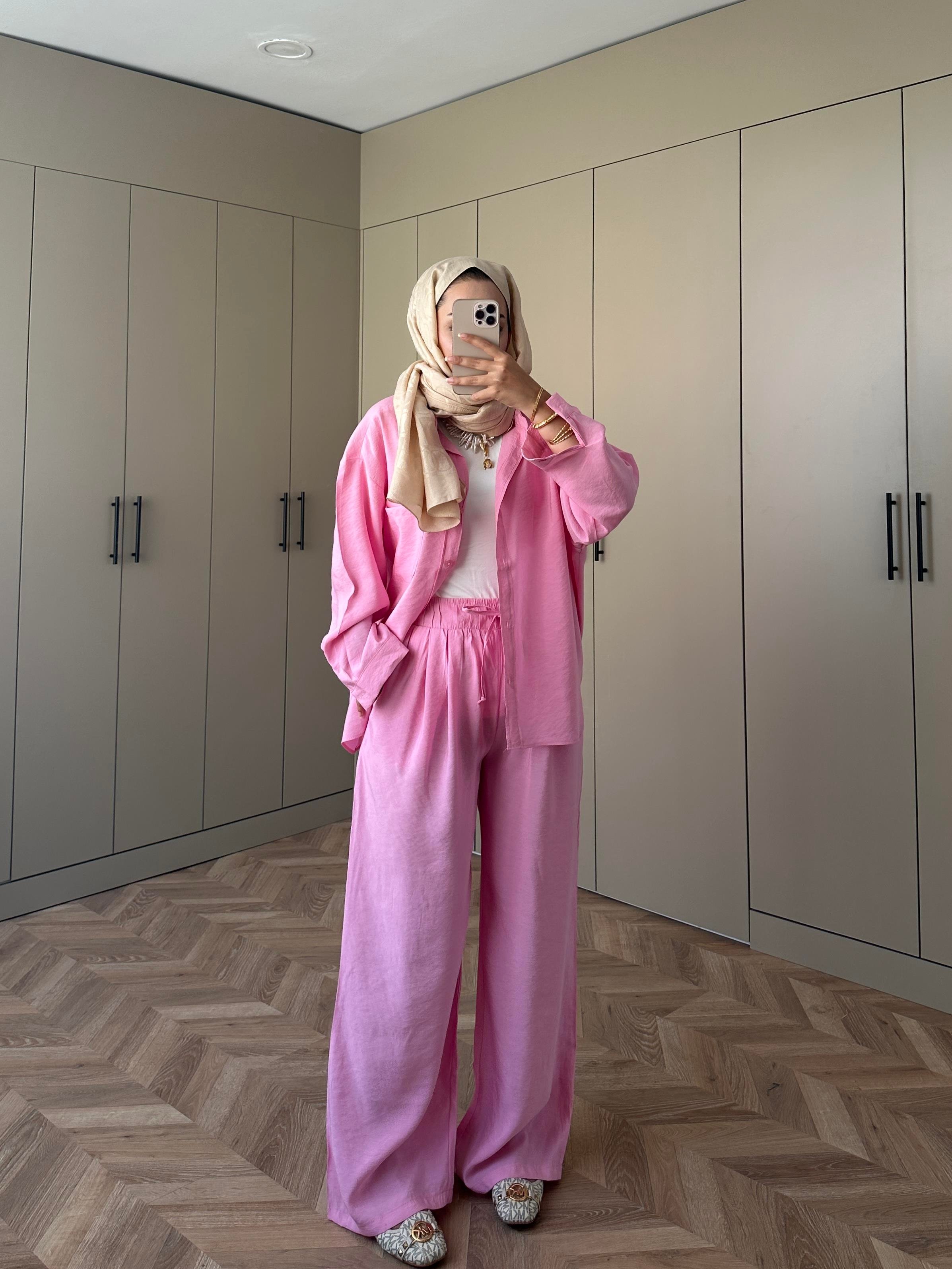 Keten Pantolon Pembe