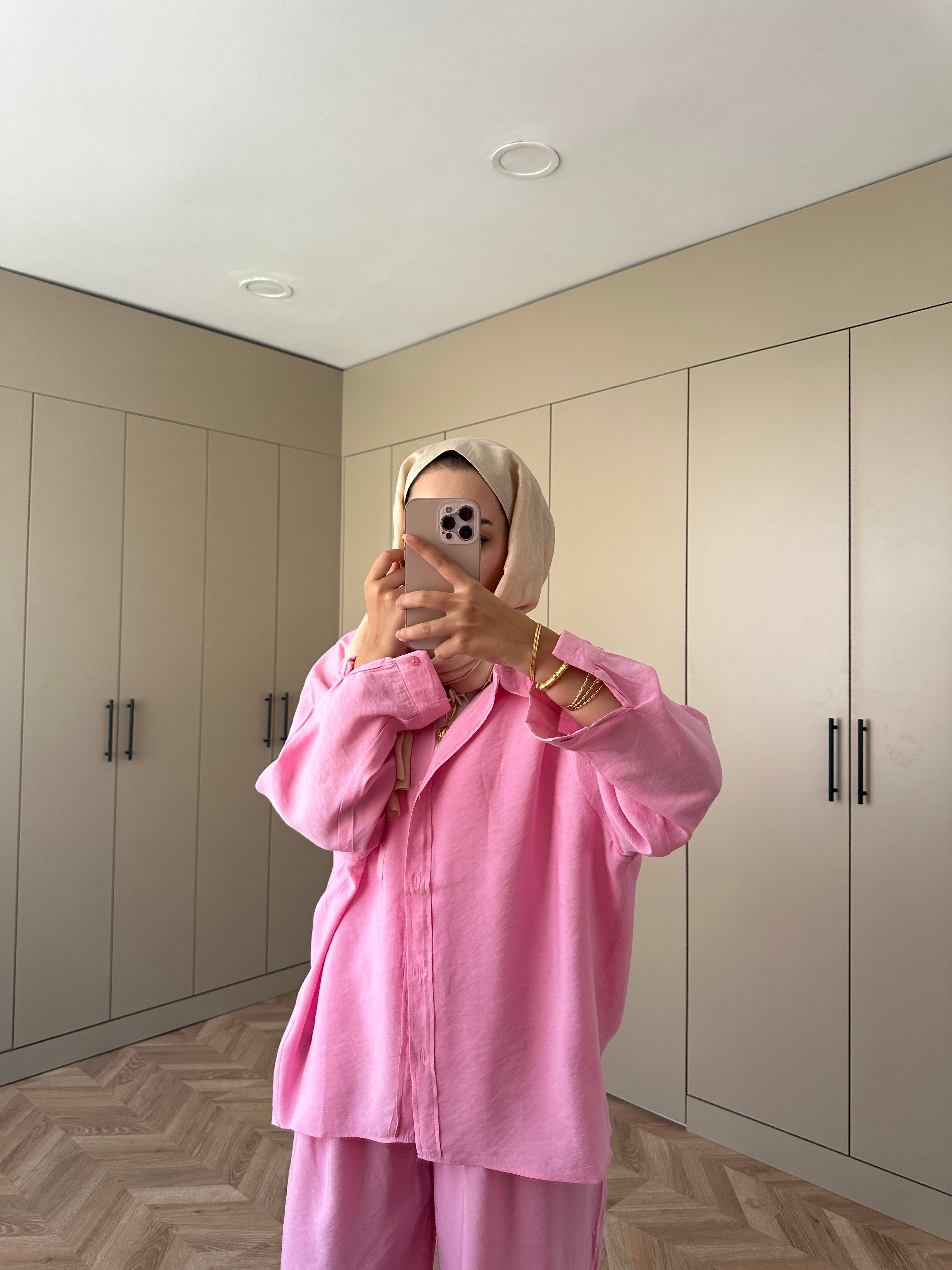 Keten Pantolon Pembe