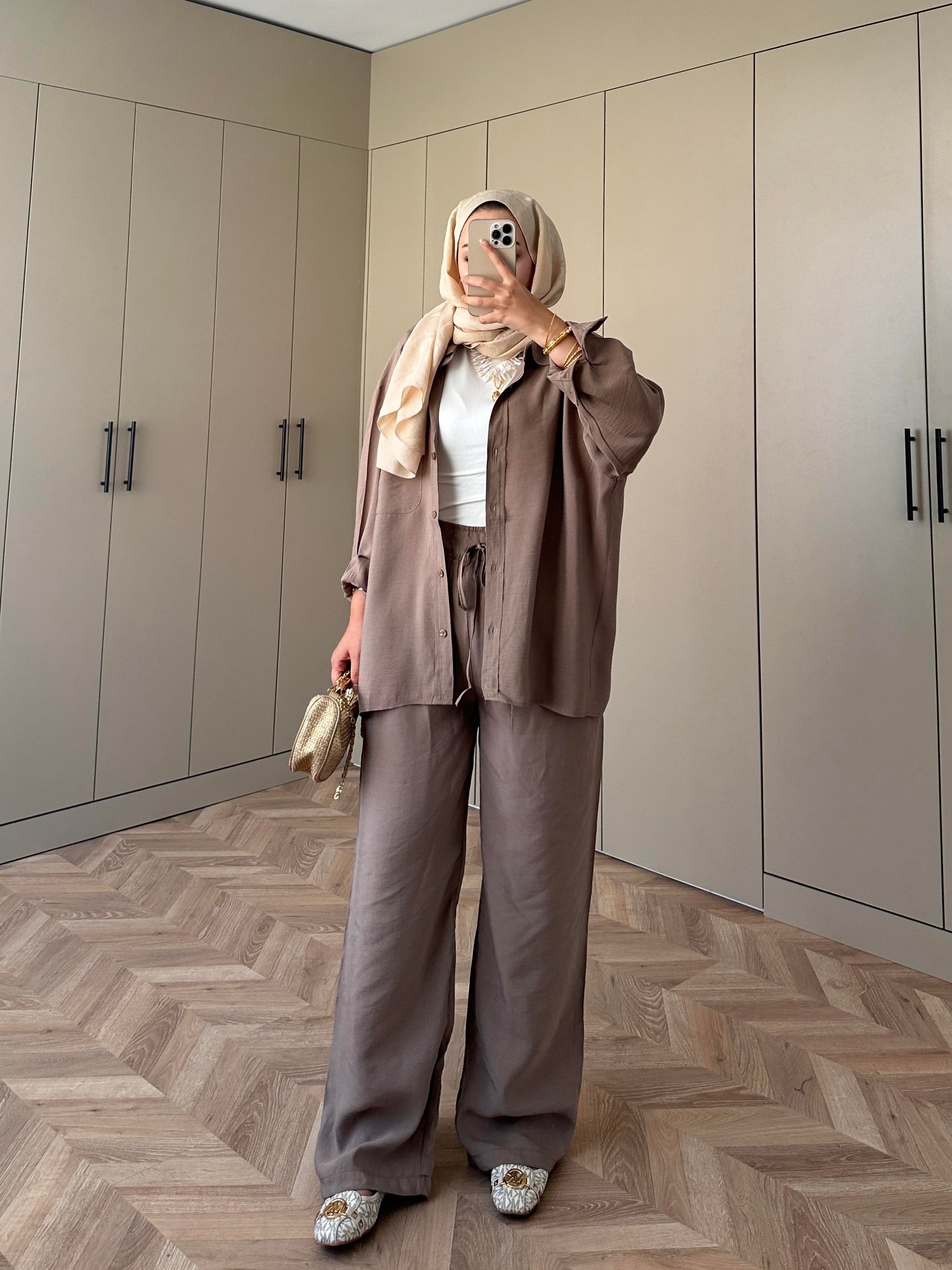 Keten Pantolon Vizon