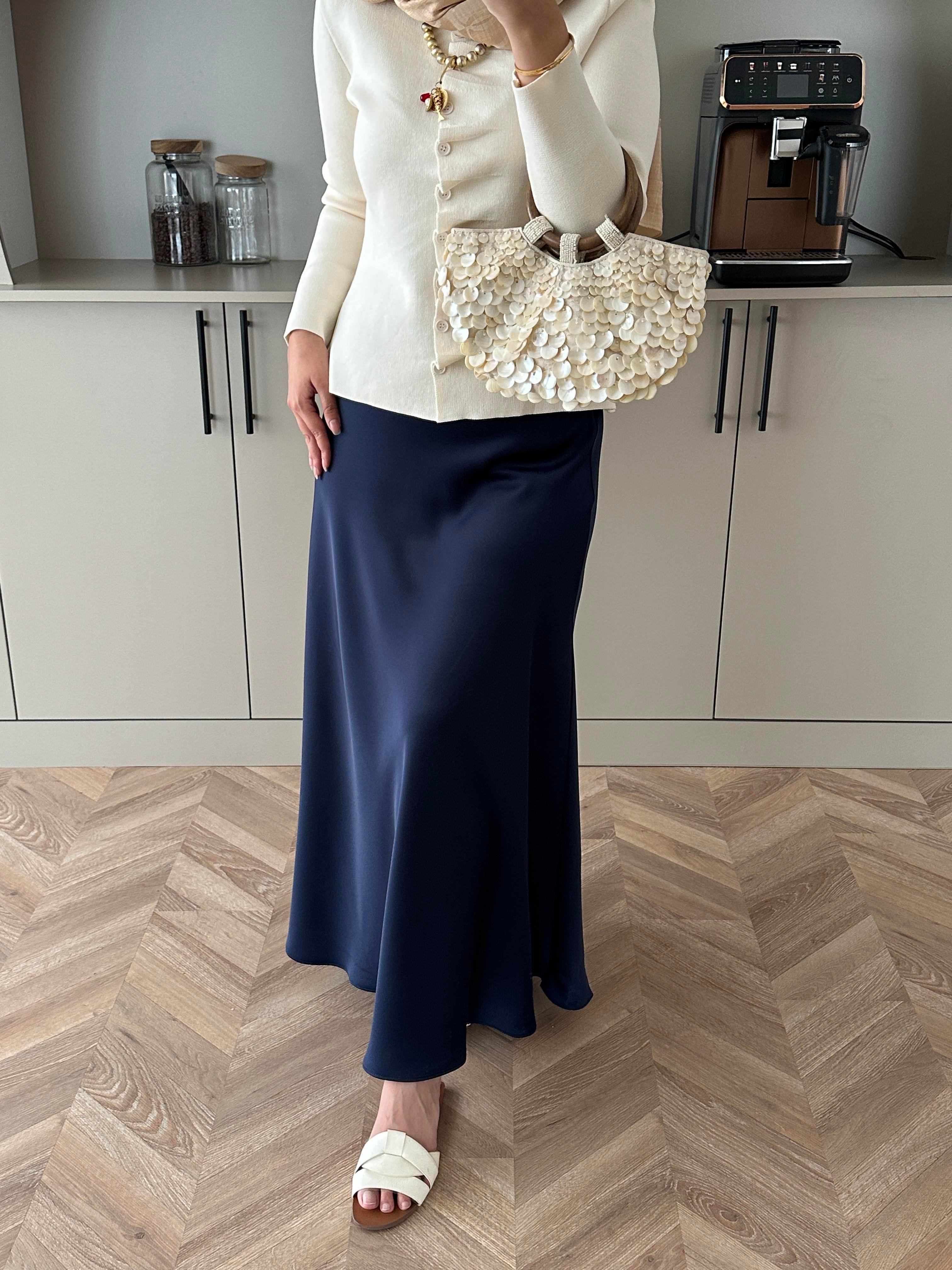 Tiana Saten Etek Lacivert