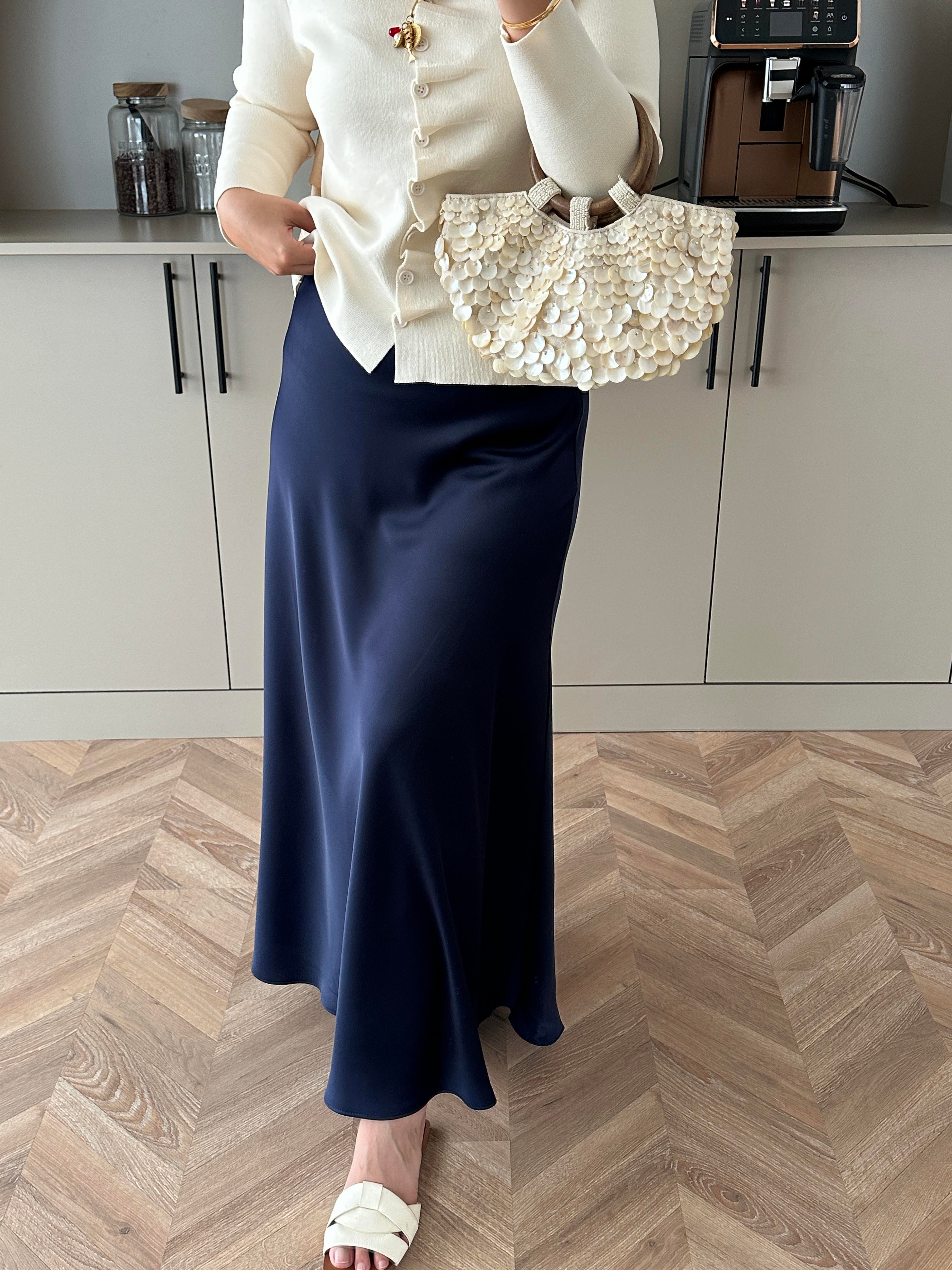 Tiana Saten Etek Lacivert