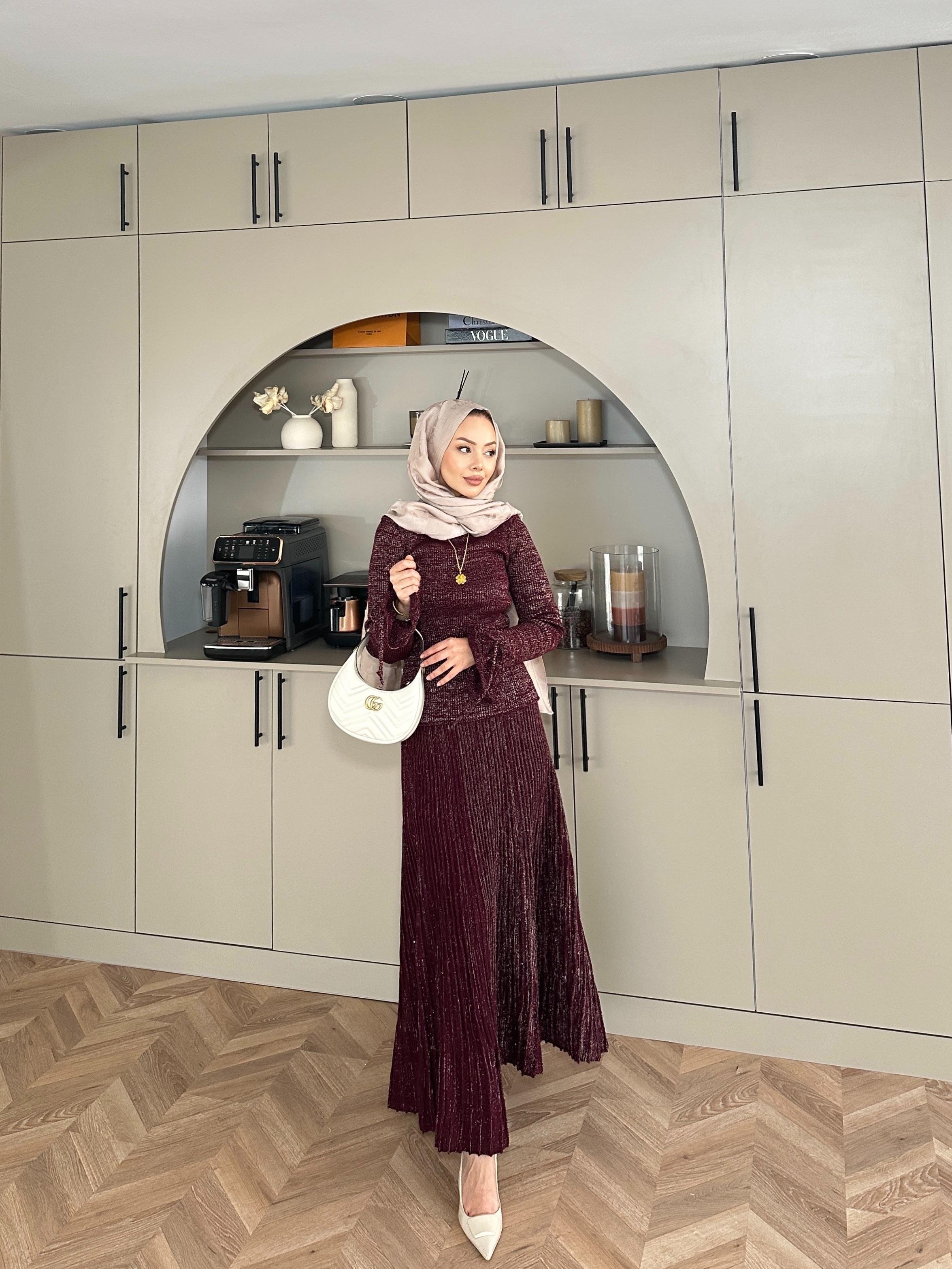 Tina Simli Etekli Takım Bordo