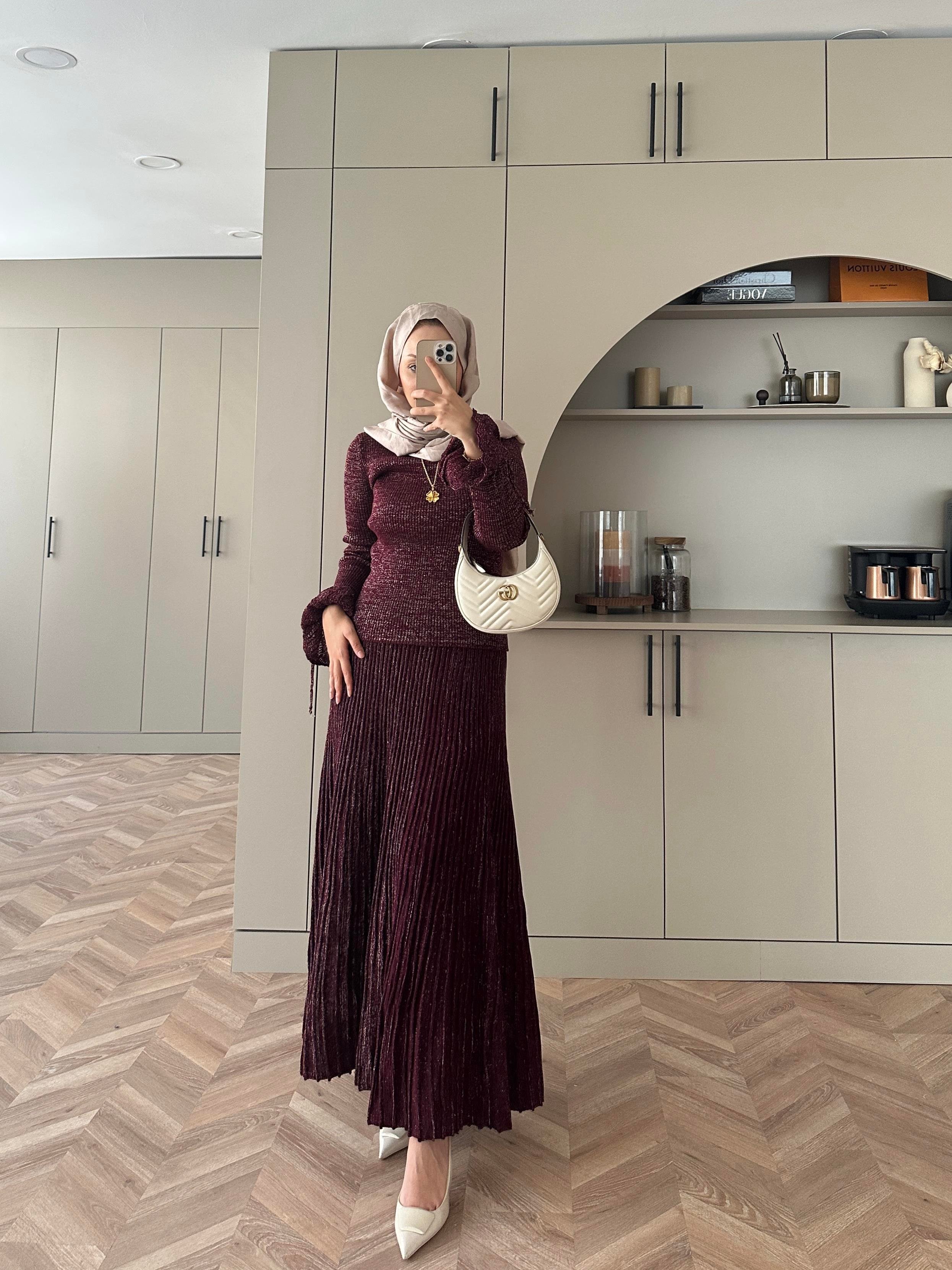 Tina Simli Etekli Takım Bordo