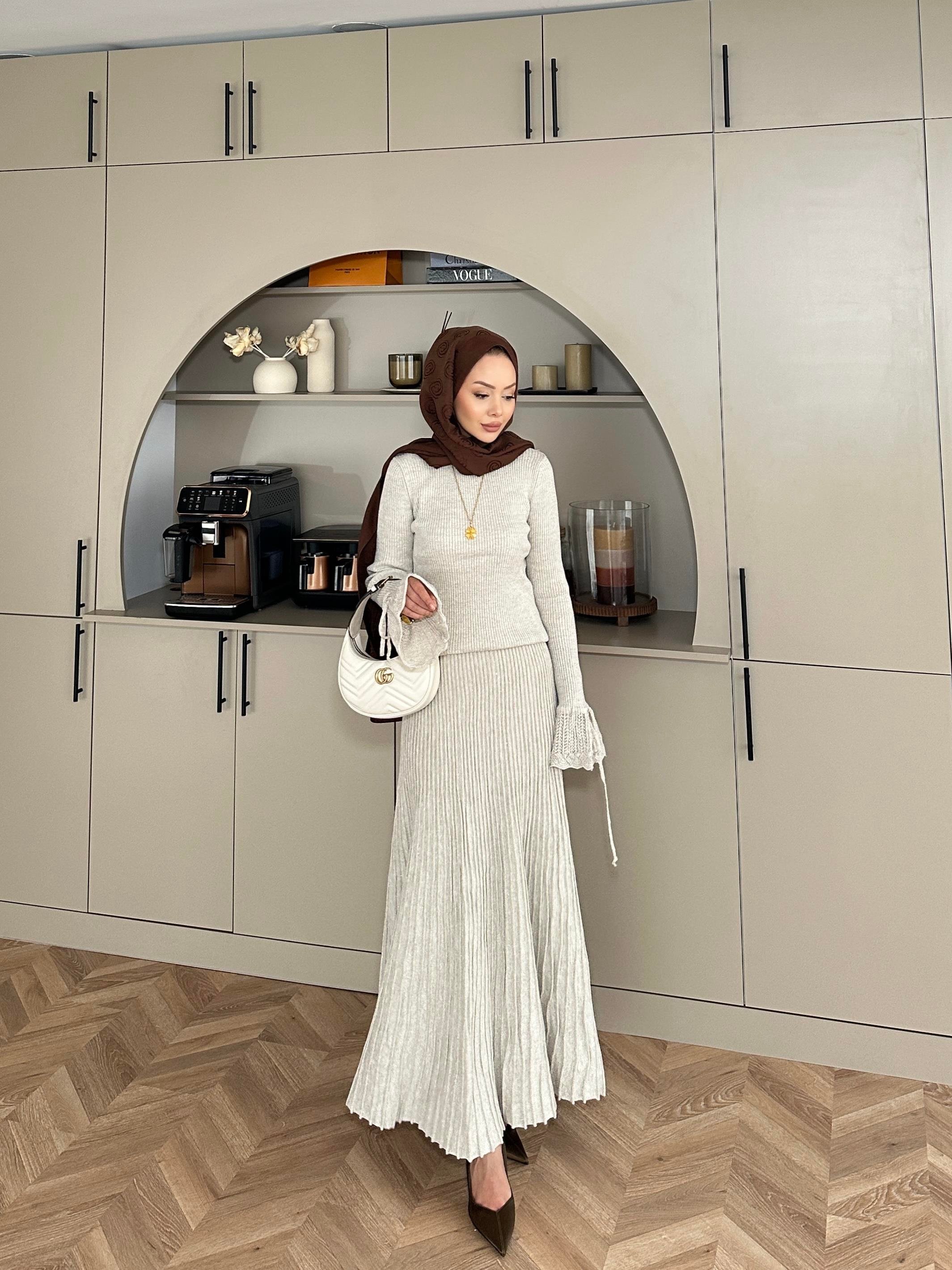 Tina Simli Etekli Takım Krem