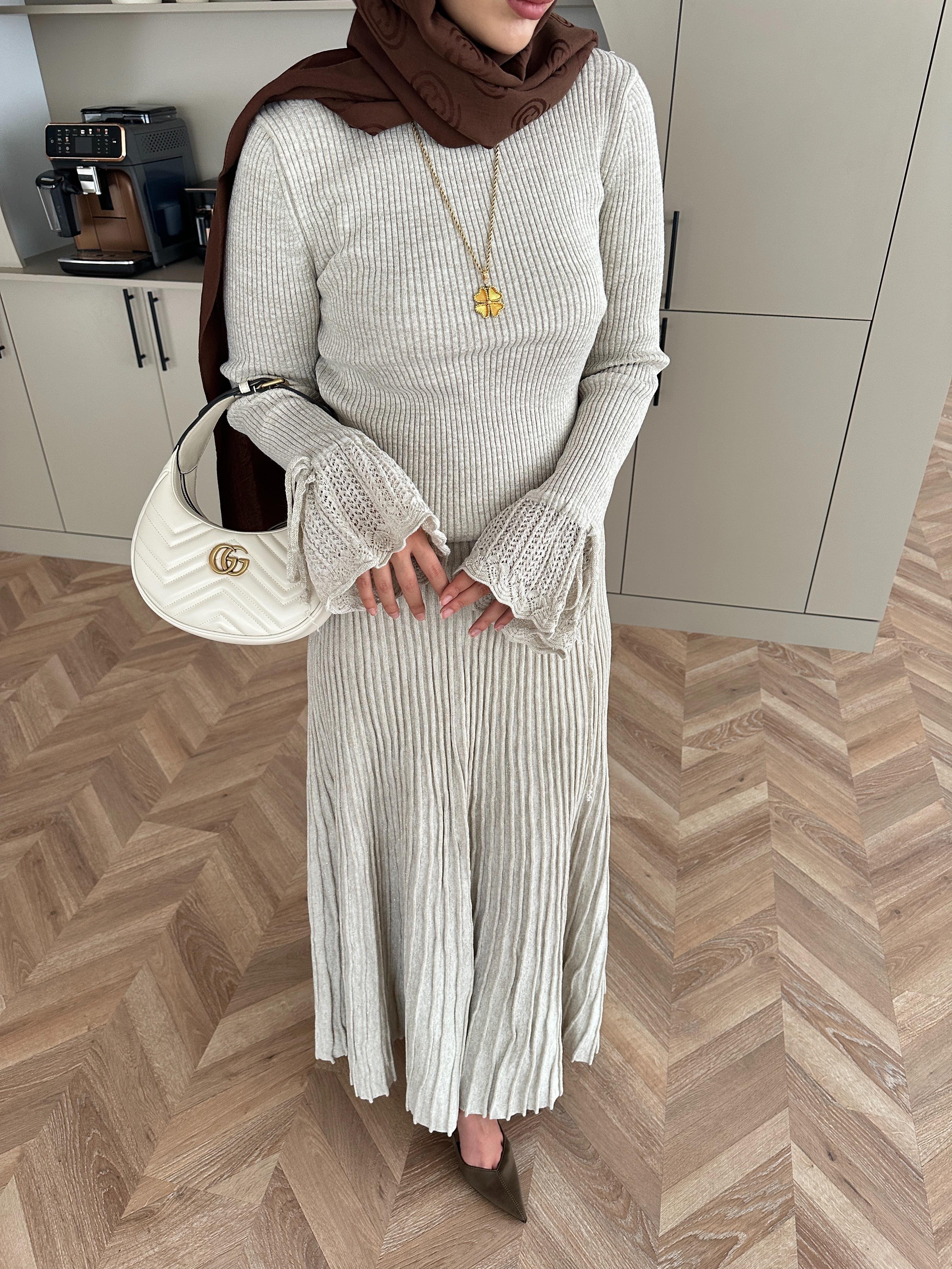 Tina Simli Etekli Takım Krem