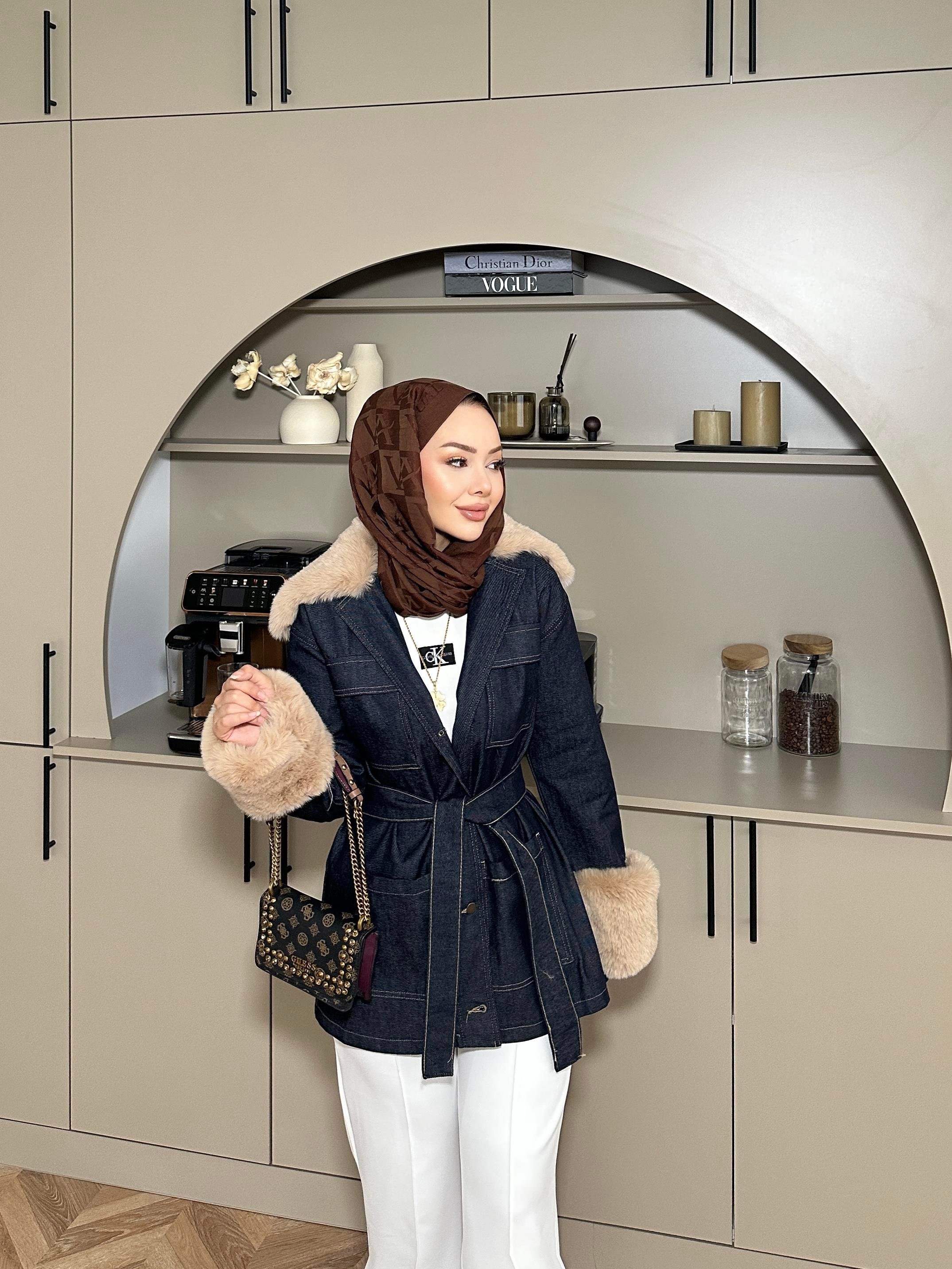 Toby Peluş Detaylı Kot Ceket Antrasit