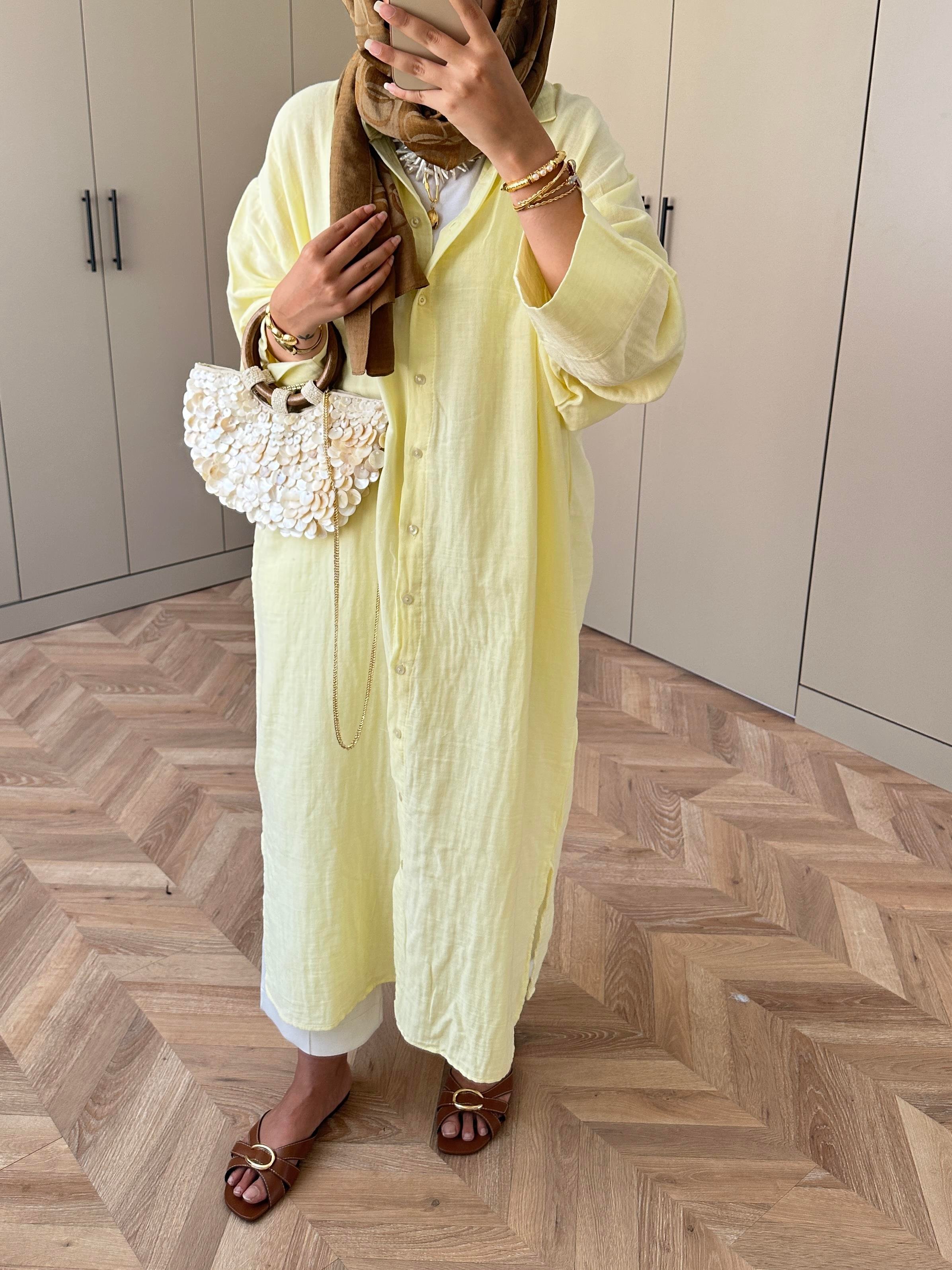 Uzun Müslin Gömlek Sarı
