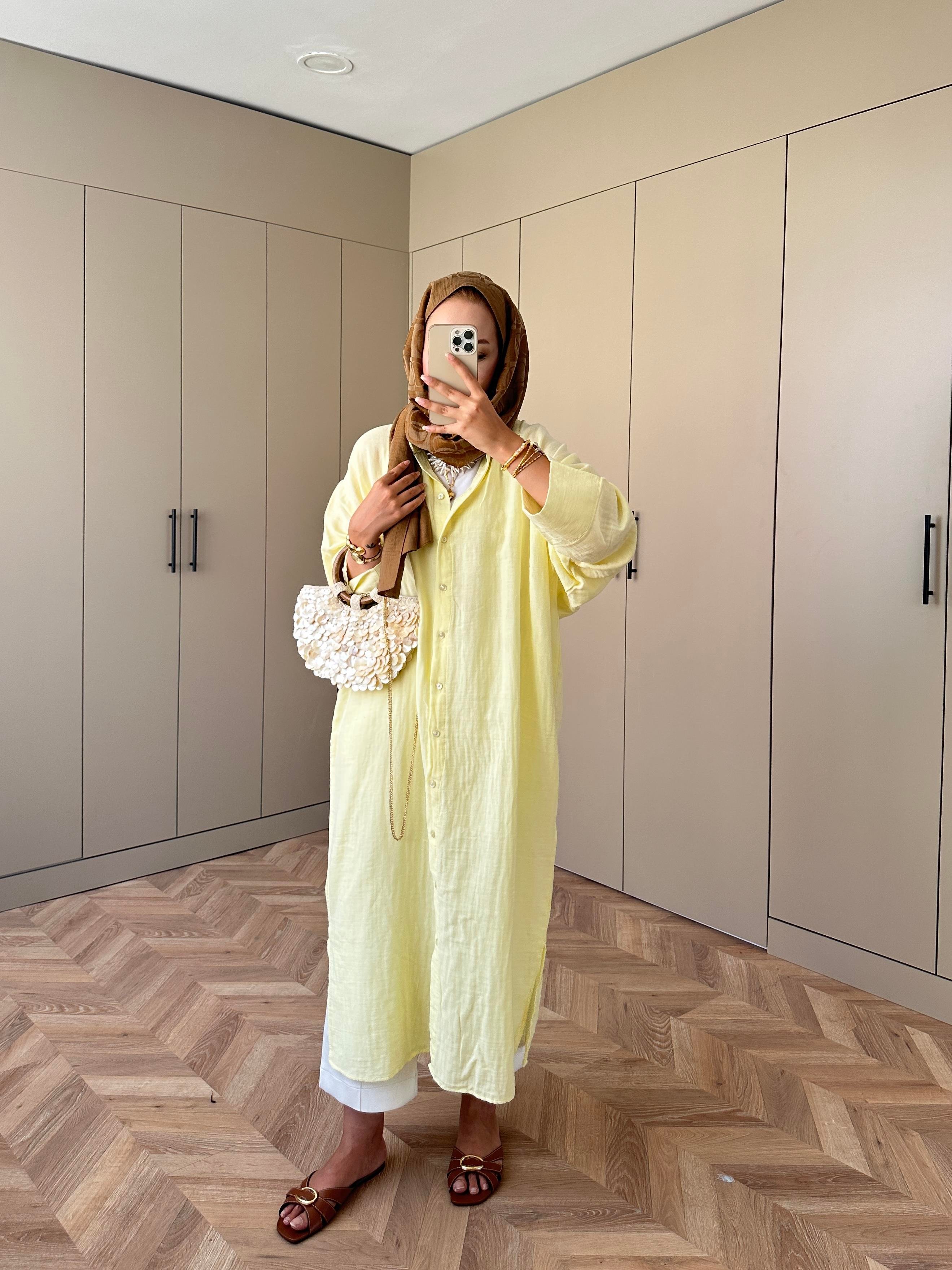 Uzun Müslin Gömlek Sarı