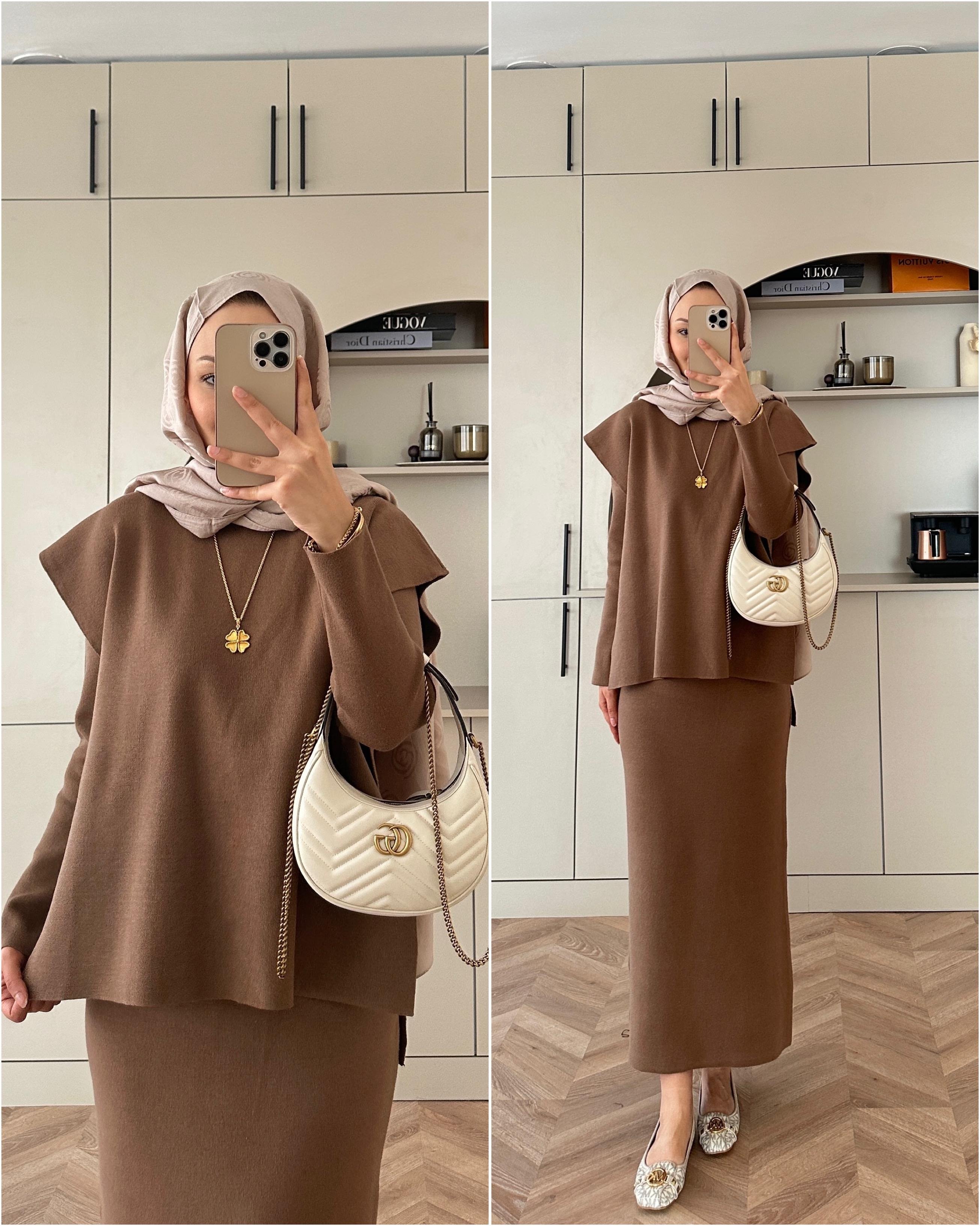 Vally Triko Yelekli Elbise Acı Kahve