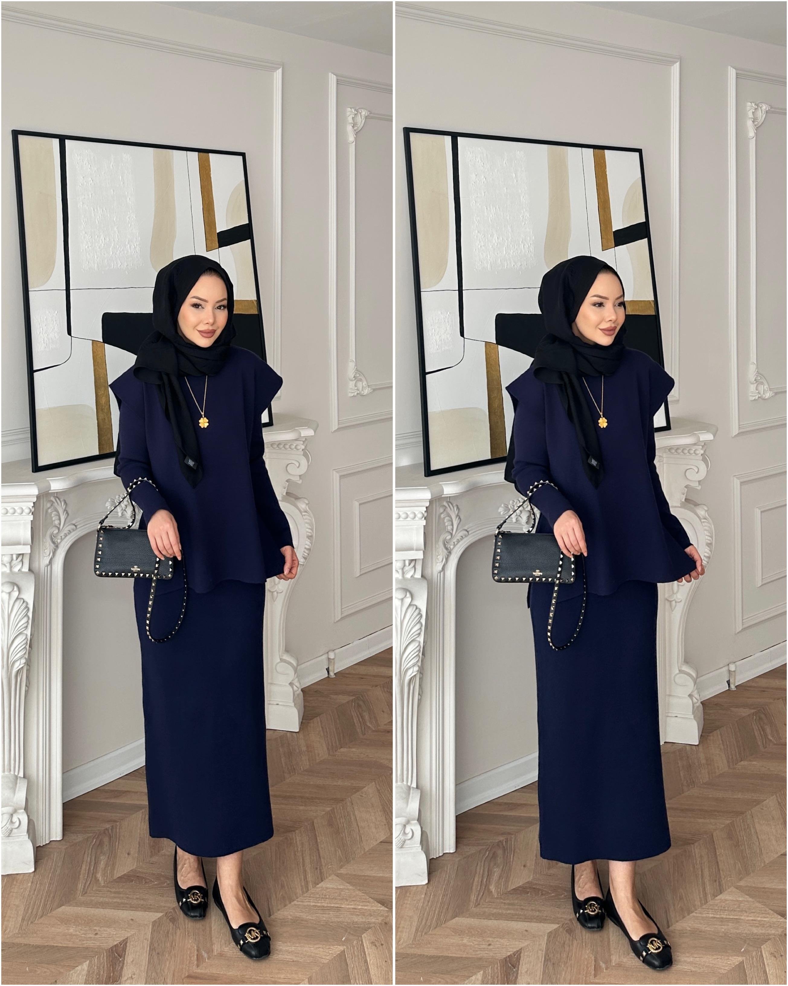 Vally Triko Yelekli Elbise Lacivert