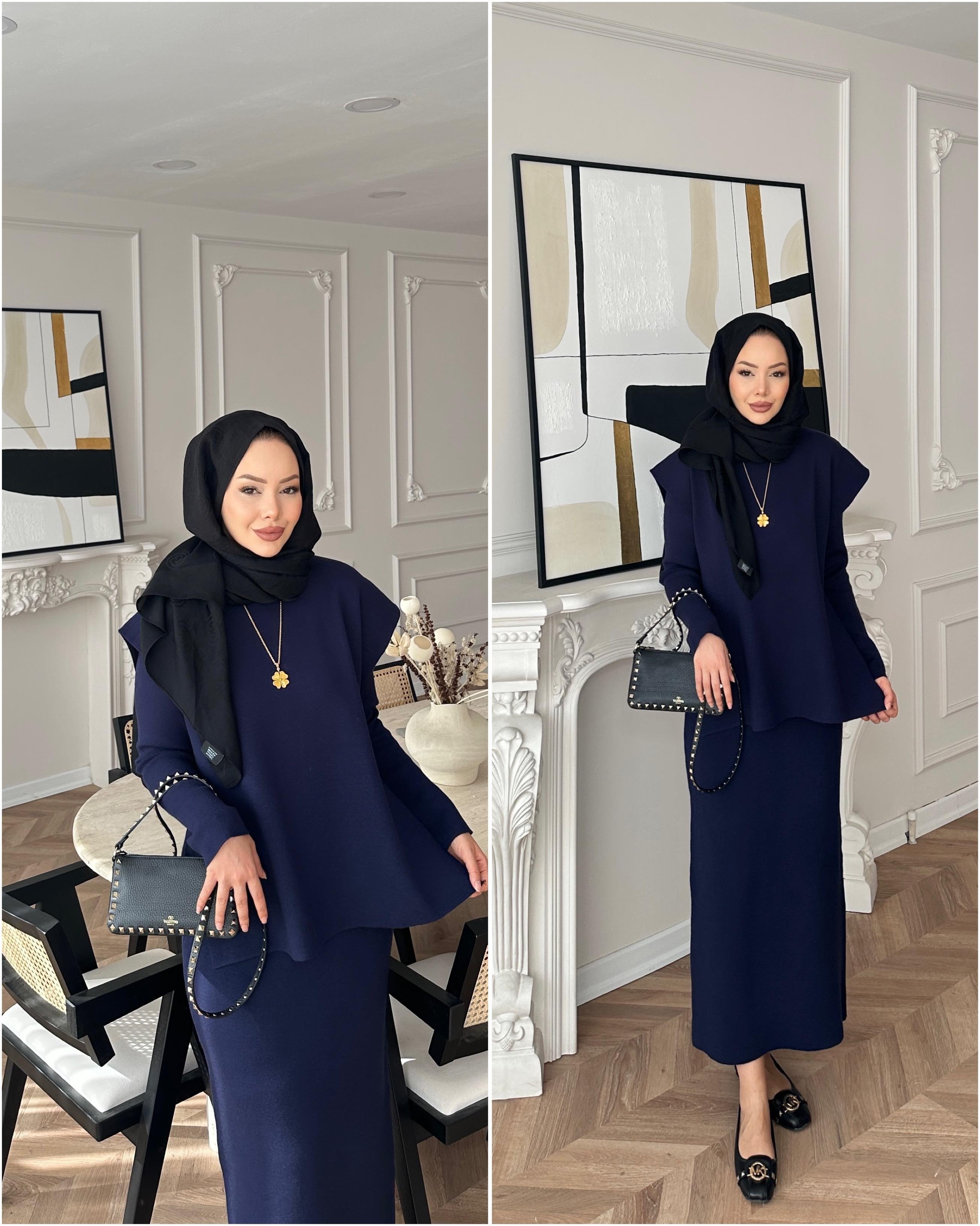 Vally Triko Yelekli Elbise Lacivert