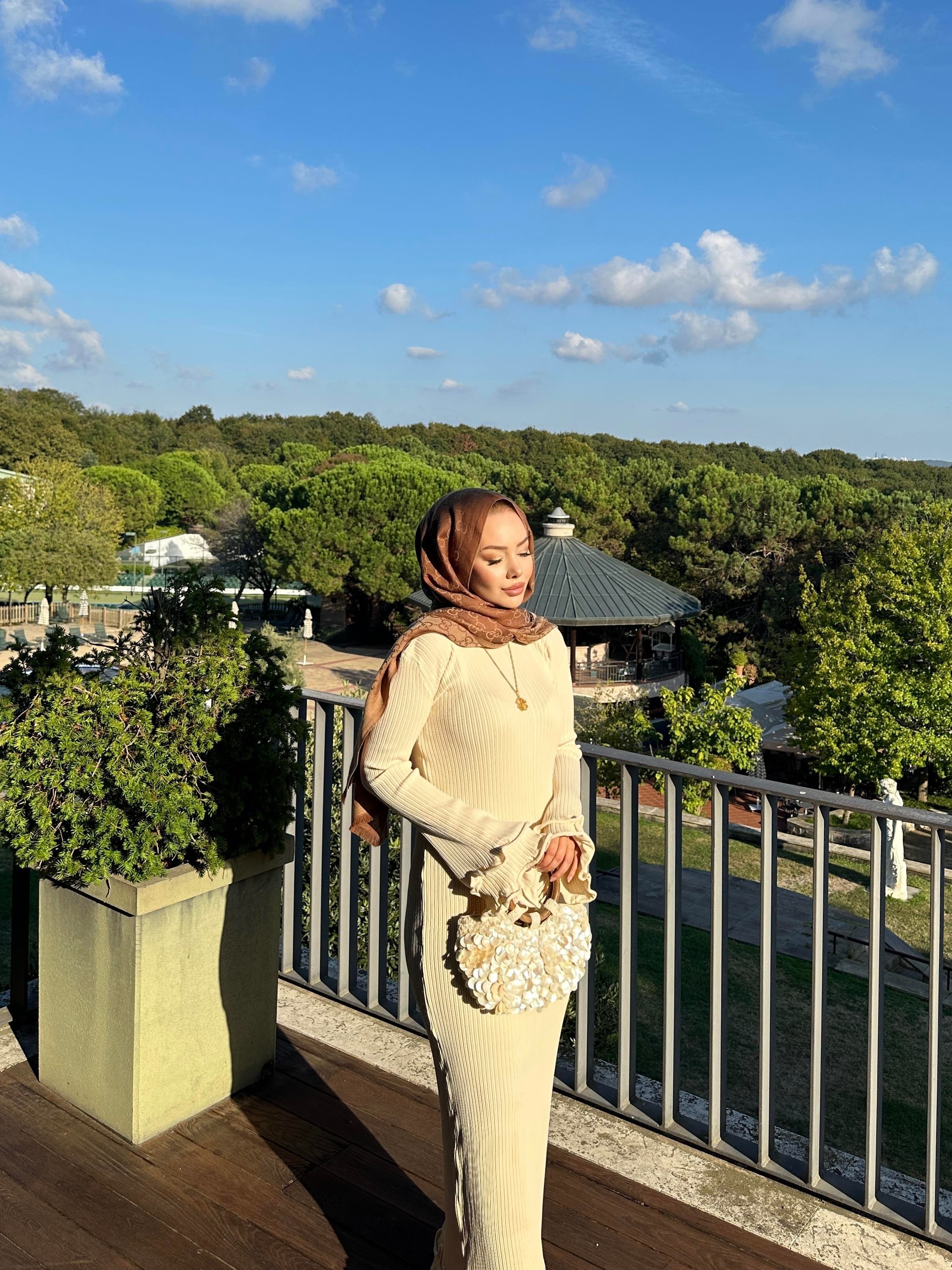 Vanora Triko Elbise Bej