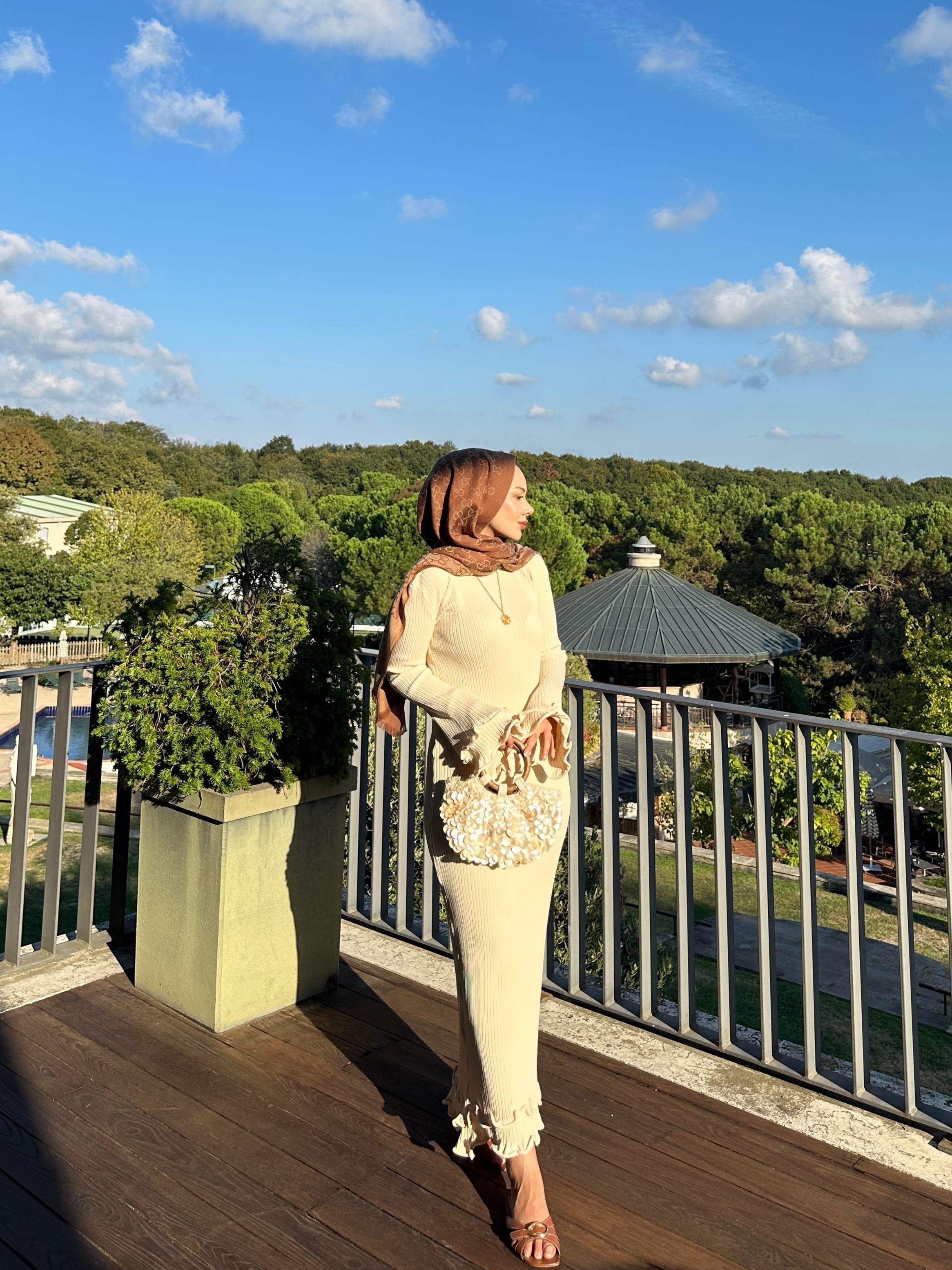 Vanora Triko Elbise Bej