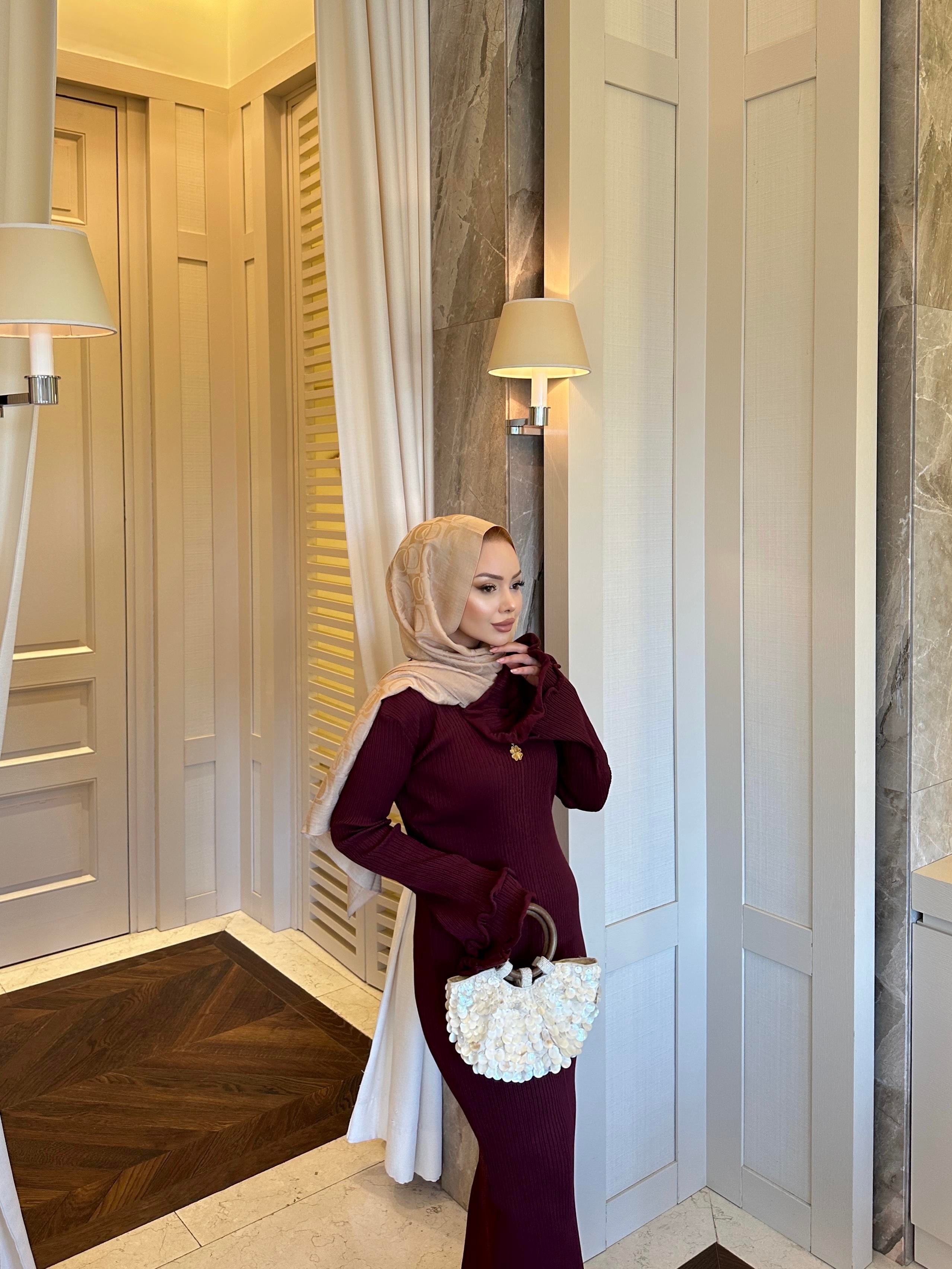 Vanora Triko Elbise Bordo