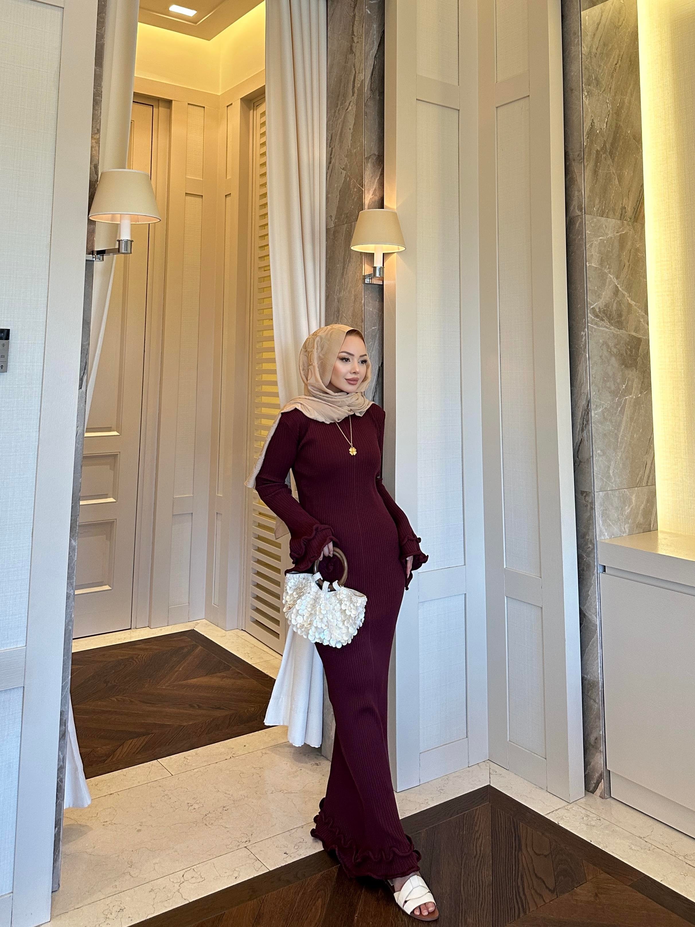 Vanora Triko Elbise Bordo