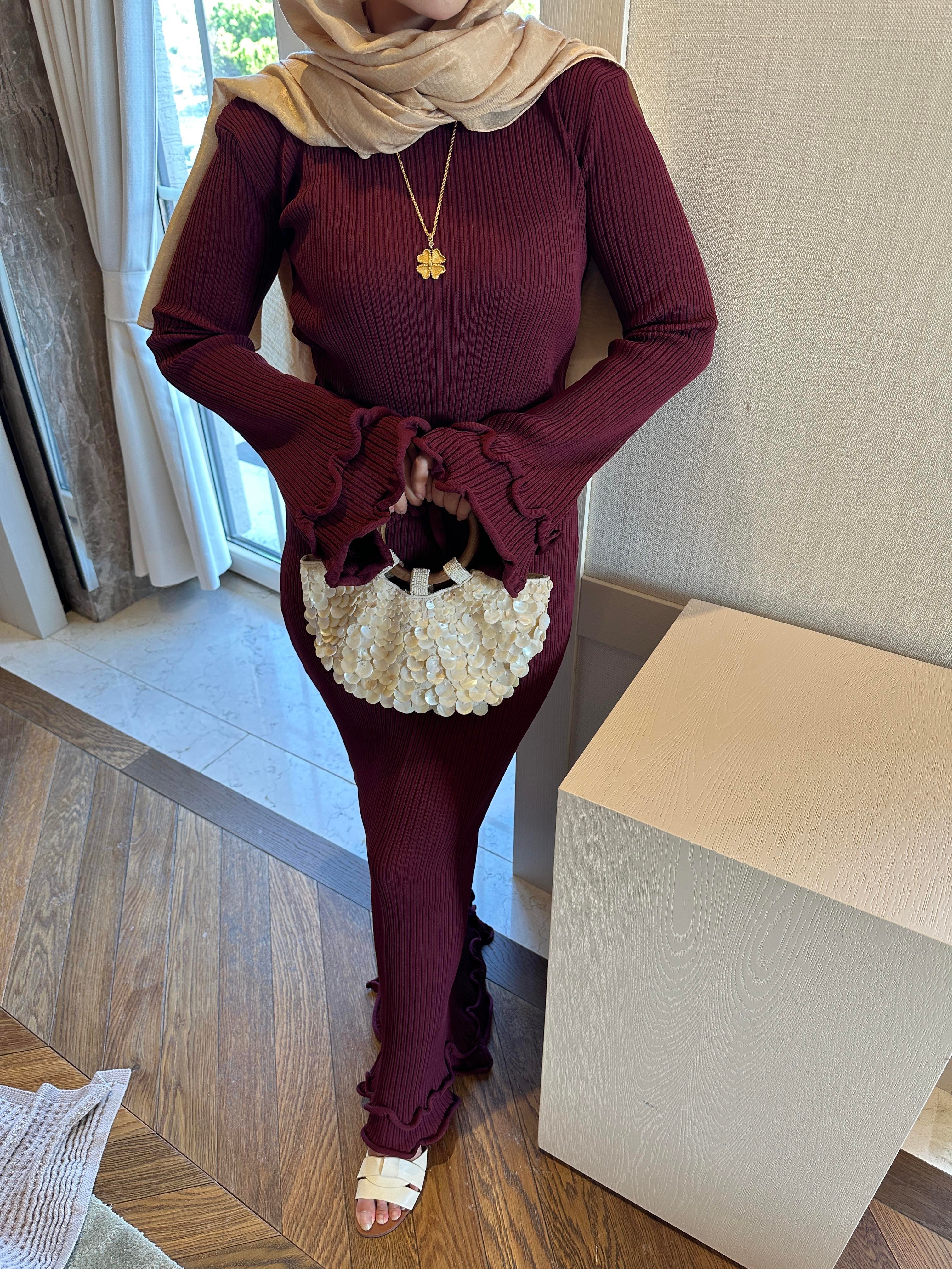 Vanora Triko Elbise Bordo