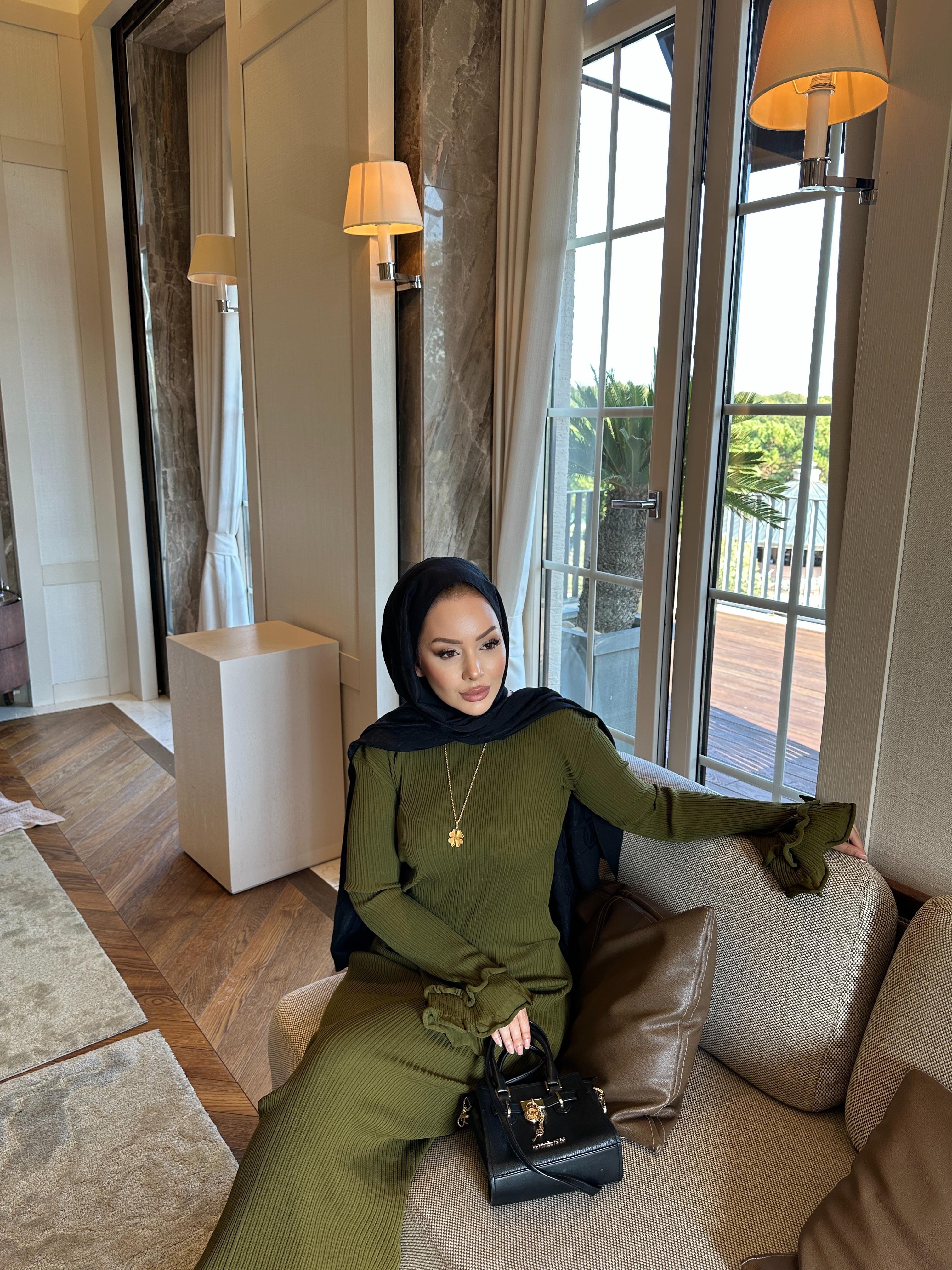 Vanora Triko Elbise Haki