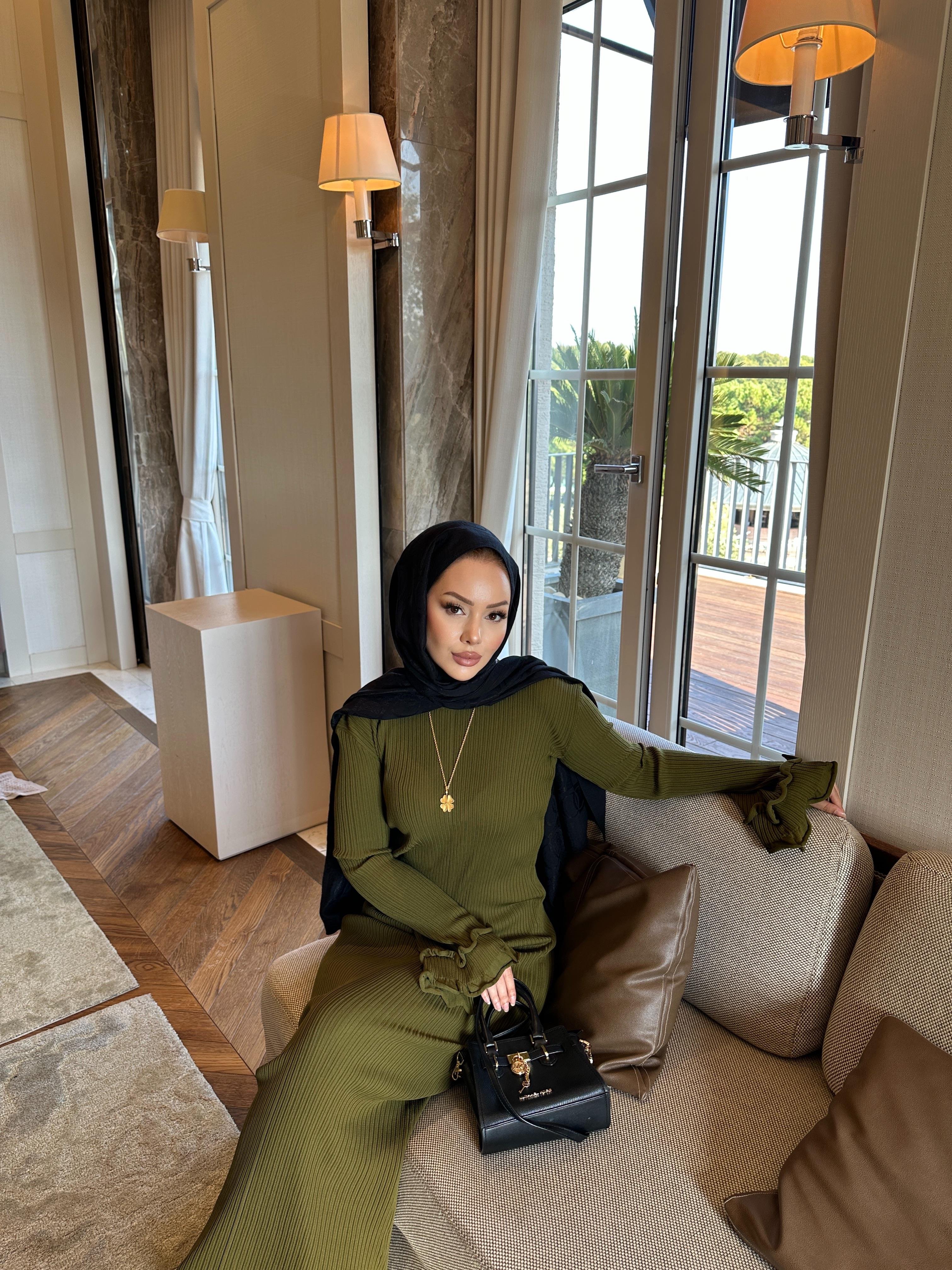 Vanora Triko Elbise Haki