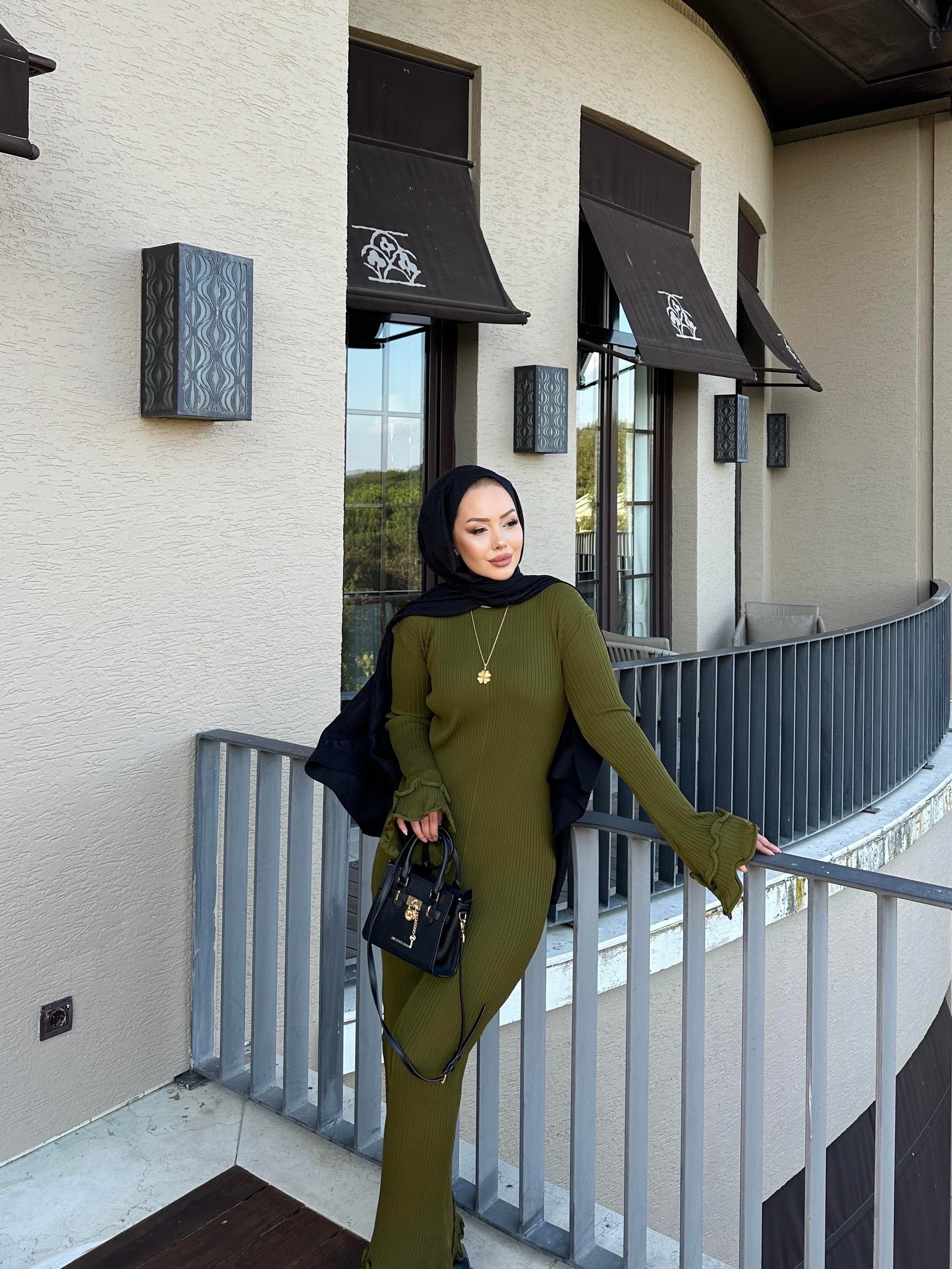 Vanora Triko Elbise Haki