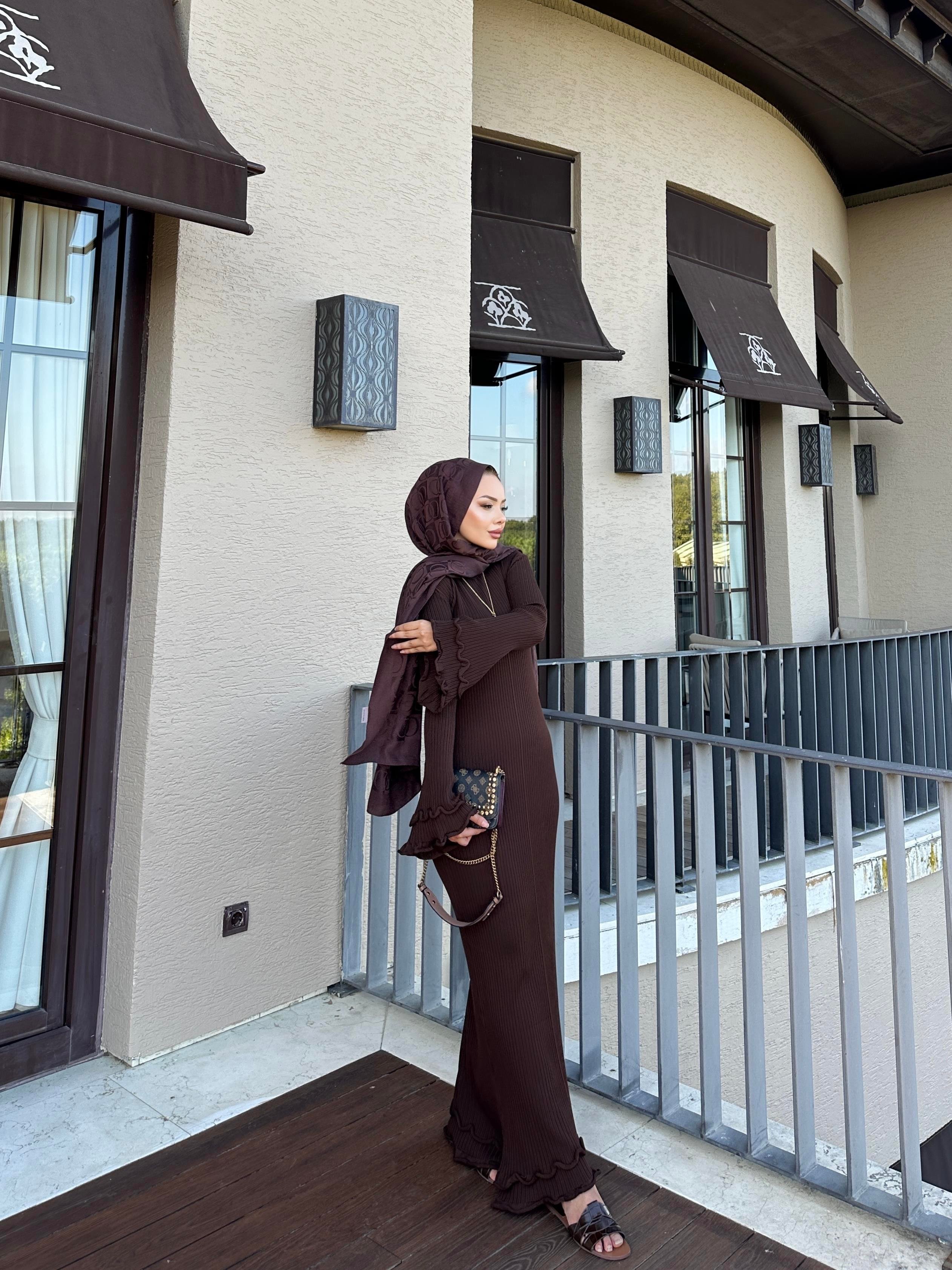 Vanora Triko Elbise Kahve