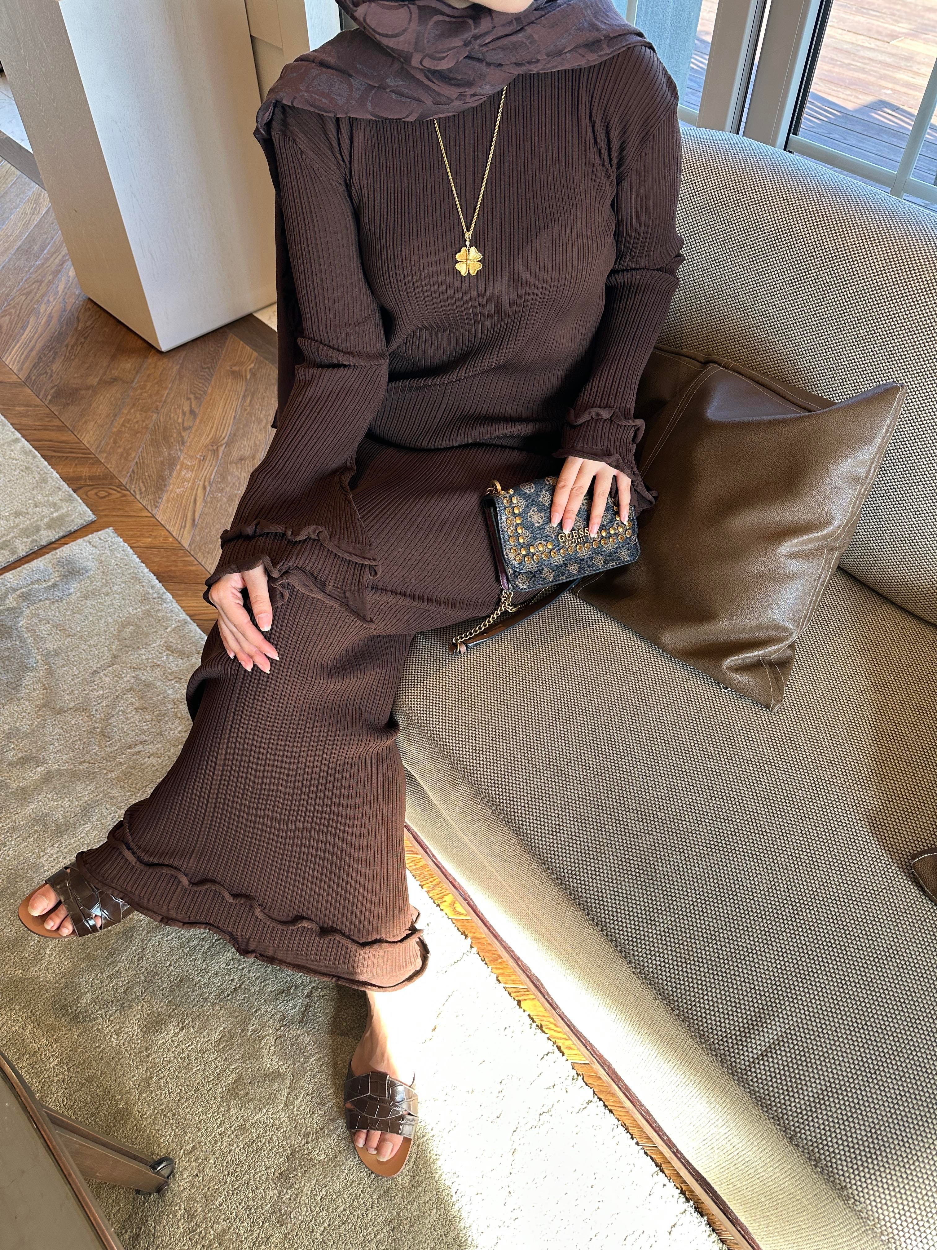 Vanora Triko Elbise Kahve