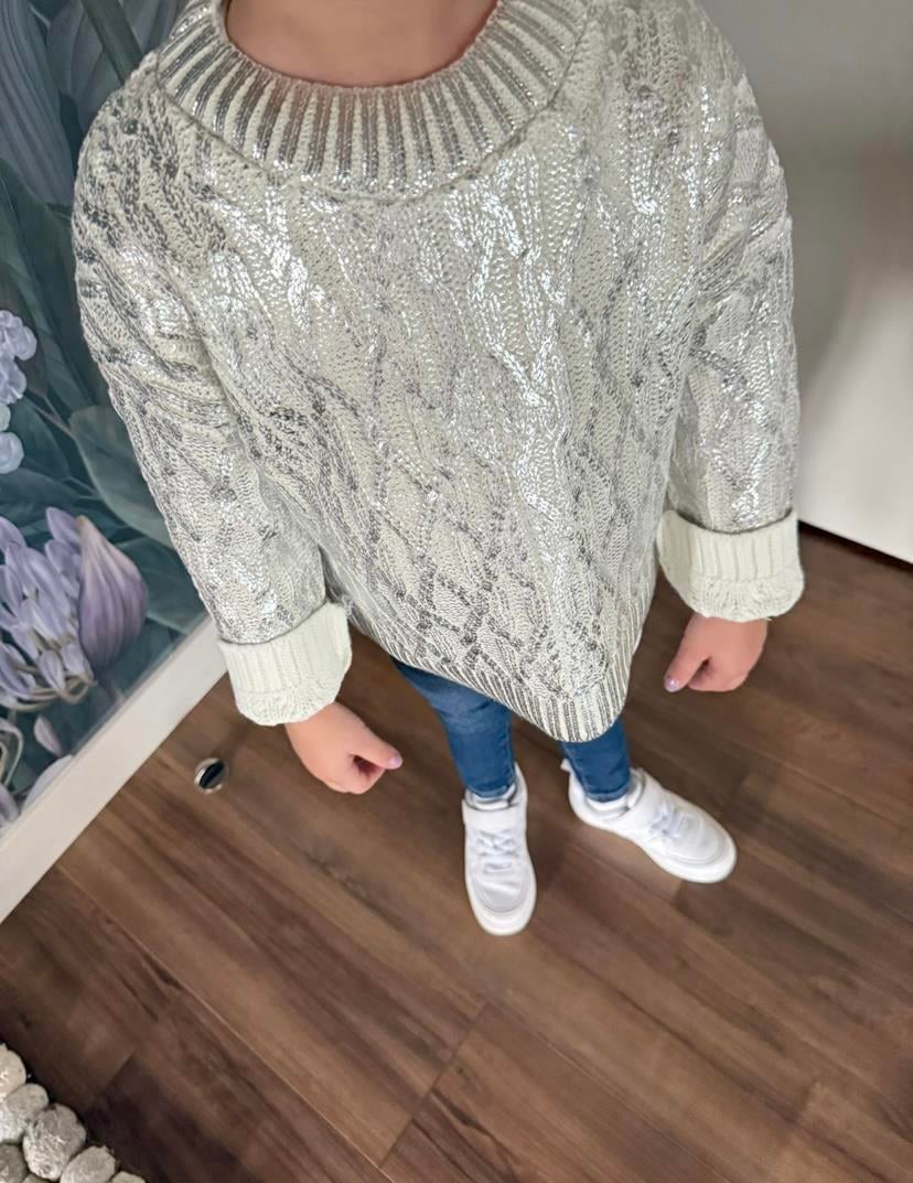 Varaklı Çocuk Kazak Ekru 