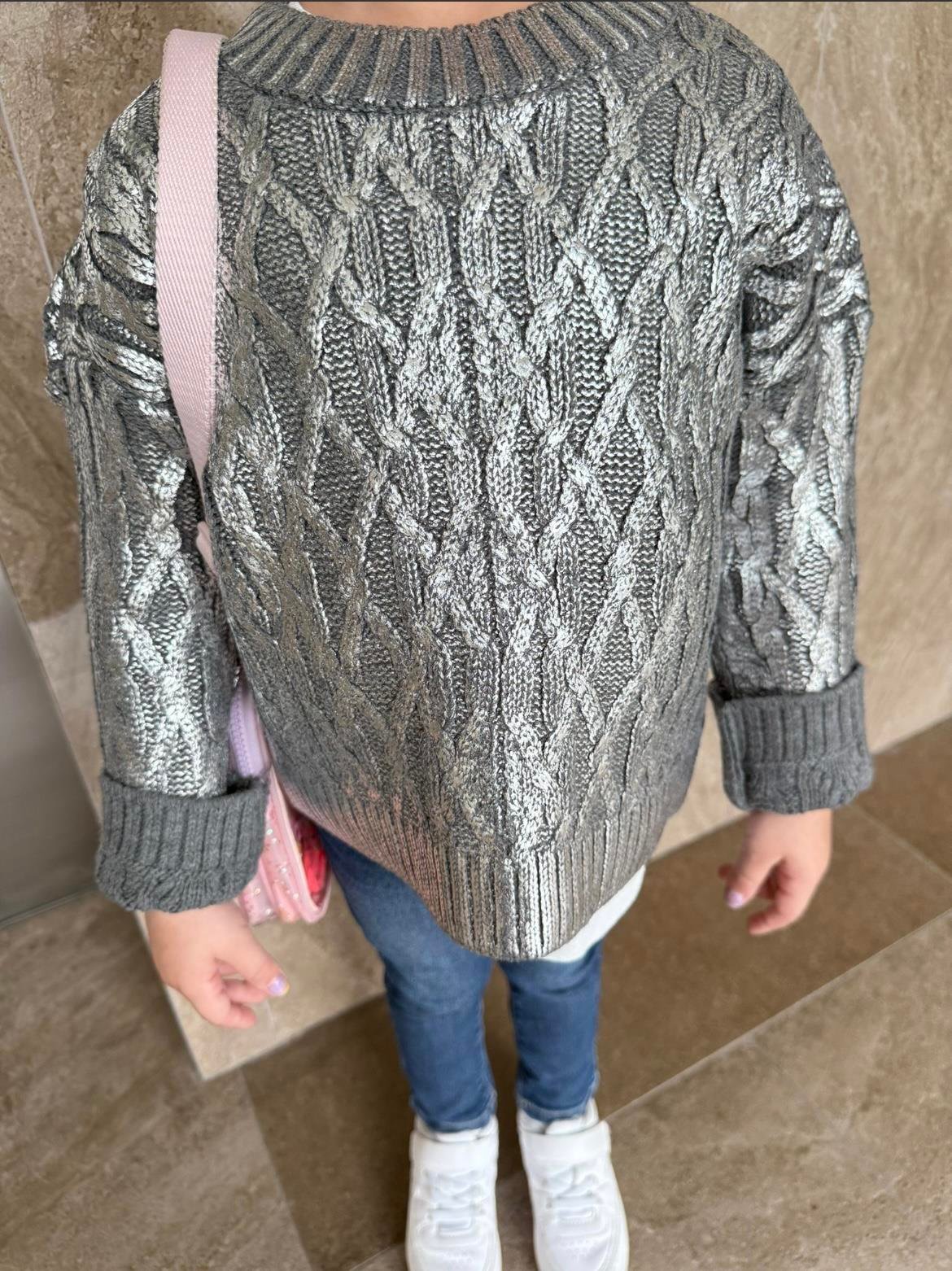 Varaklı Çocuk Kazak Gri 