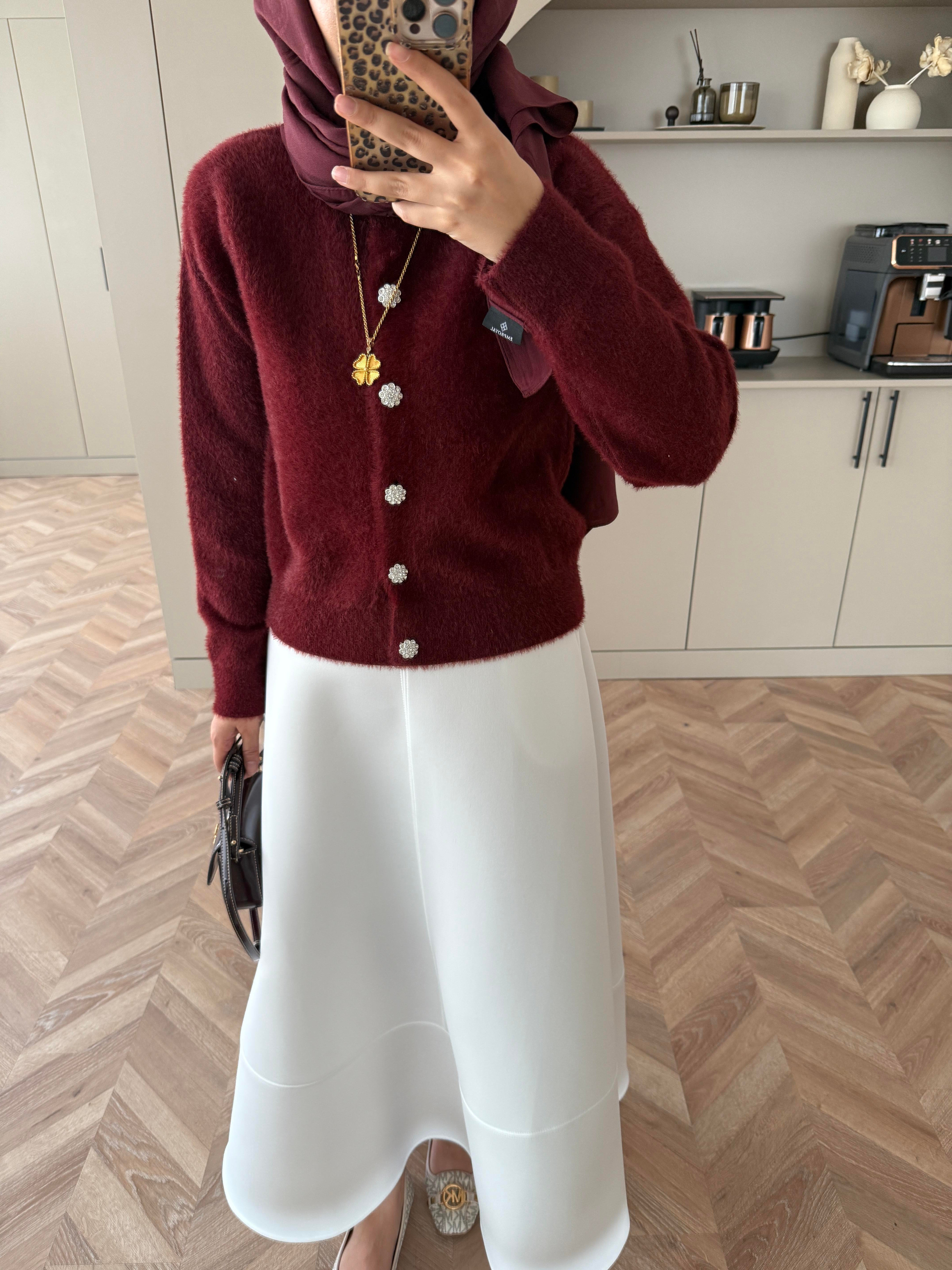 Vina Angora Hırka Bordo