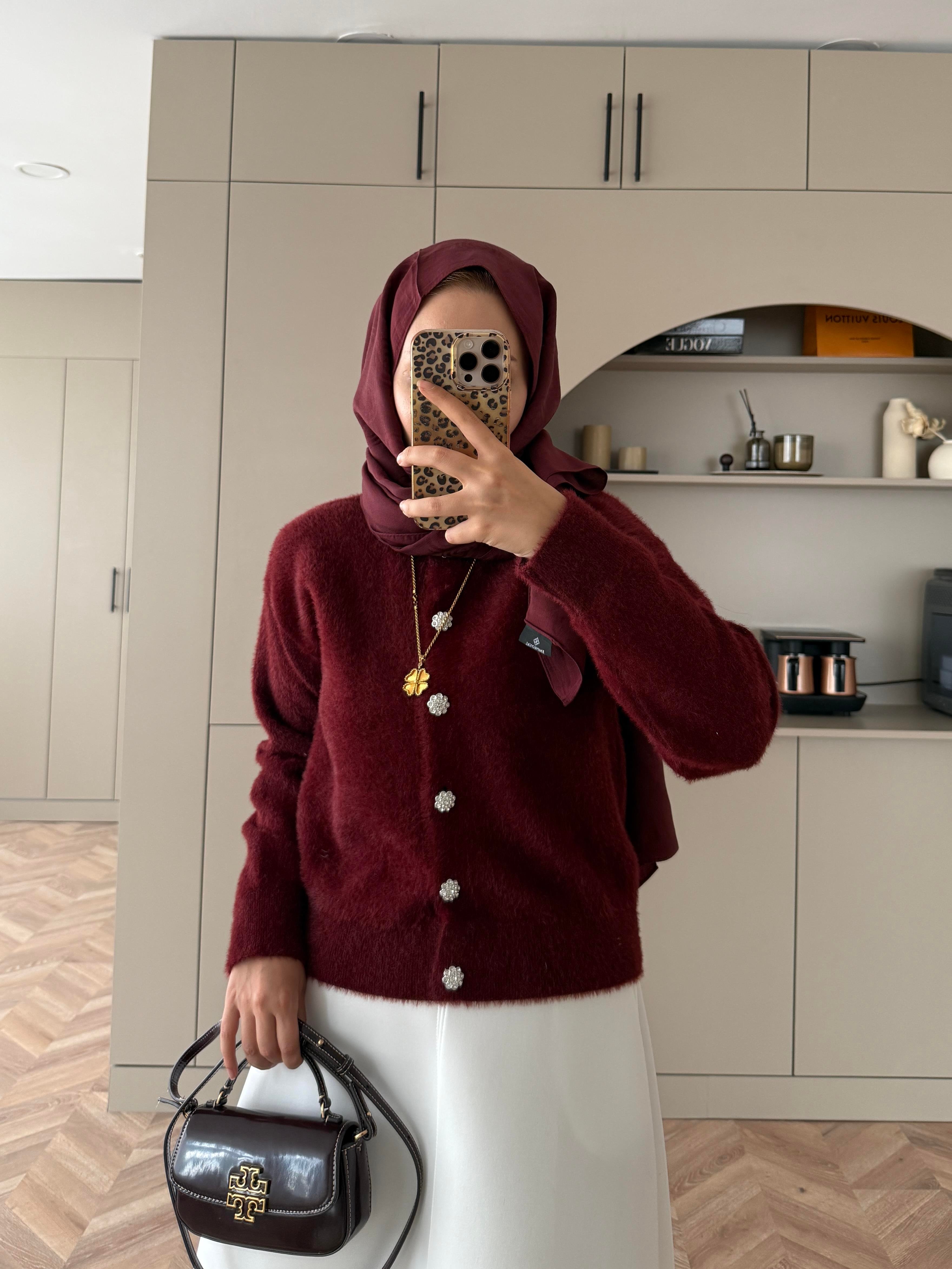 Vina Angora Hırka Bordo