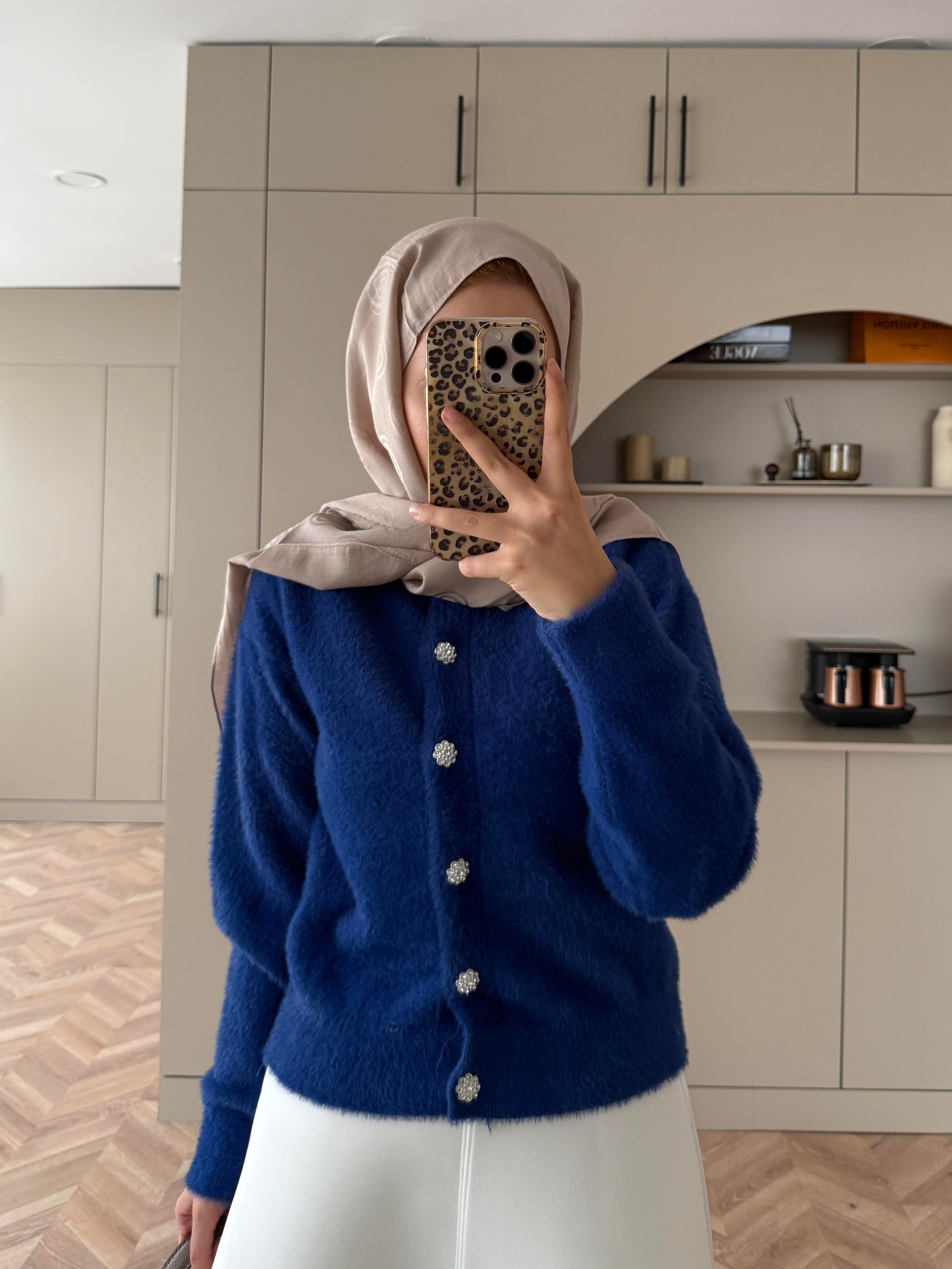 Vina Angora Hırka Saks Mavisi