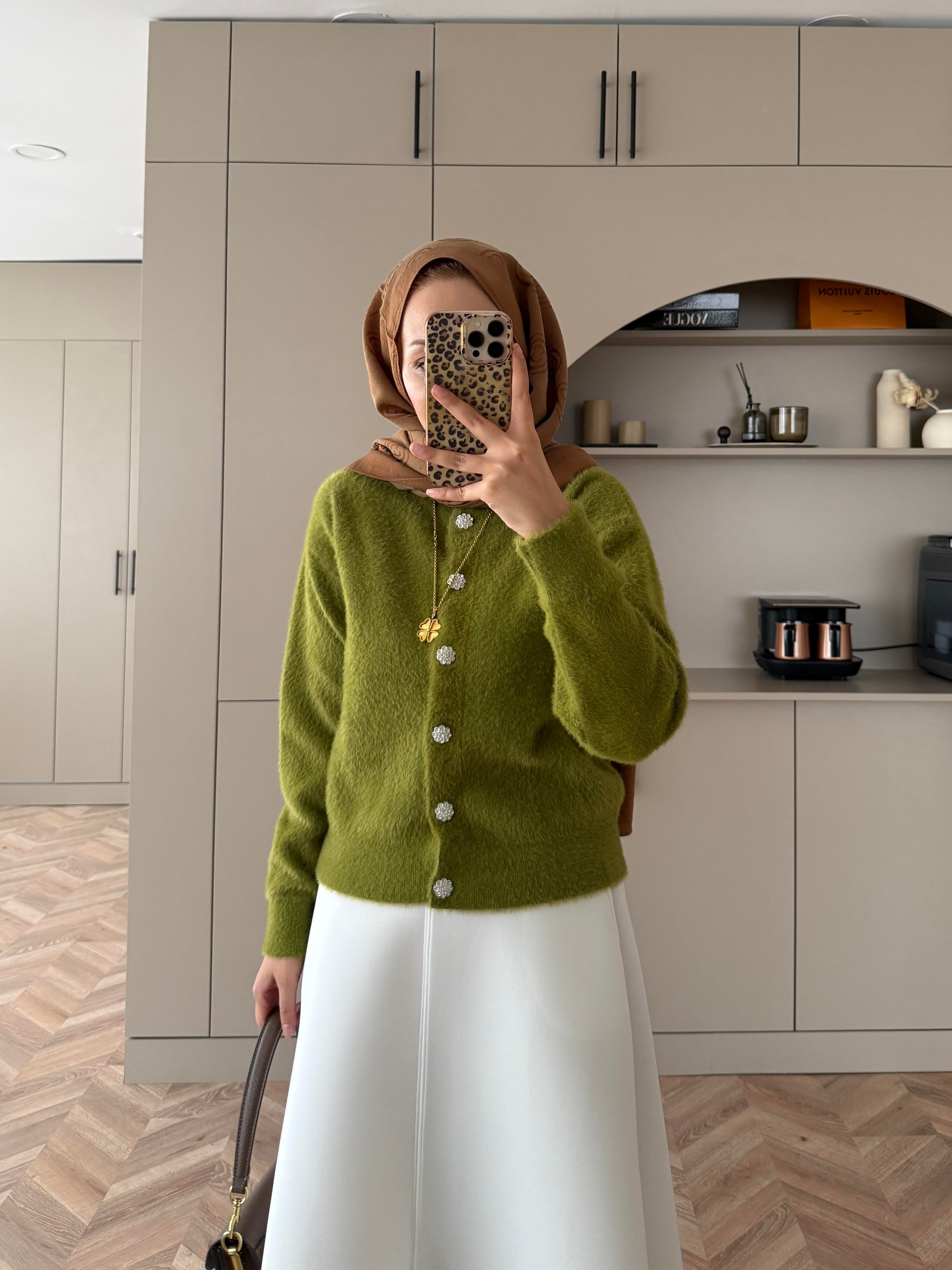 Vina Angora Hırka Yeşil