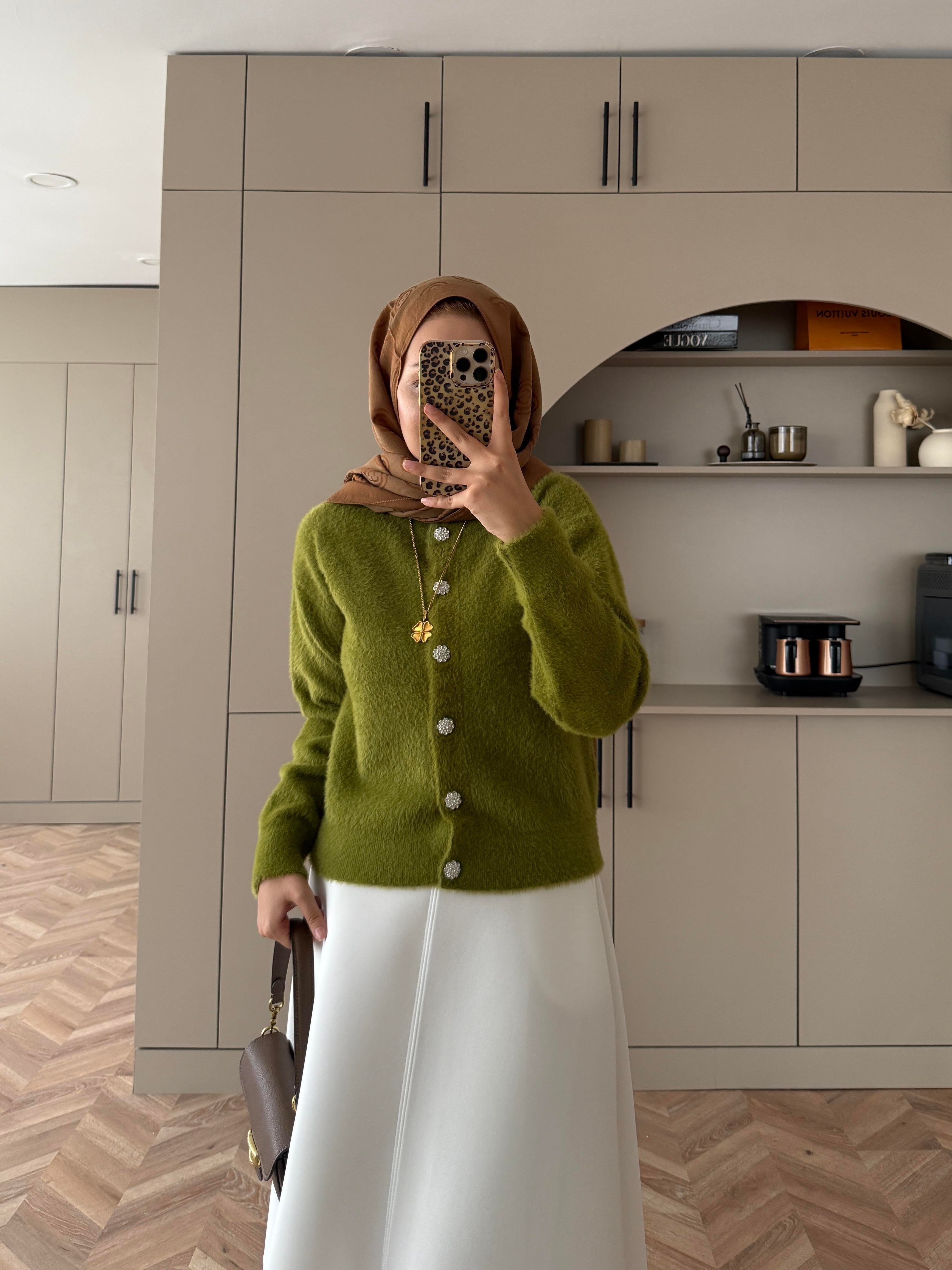 Vina Angora Hırka Yeşil