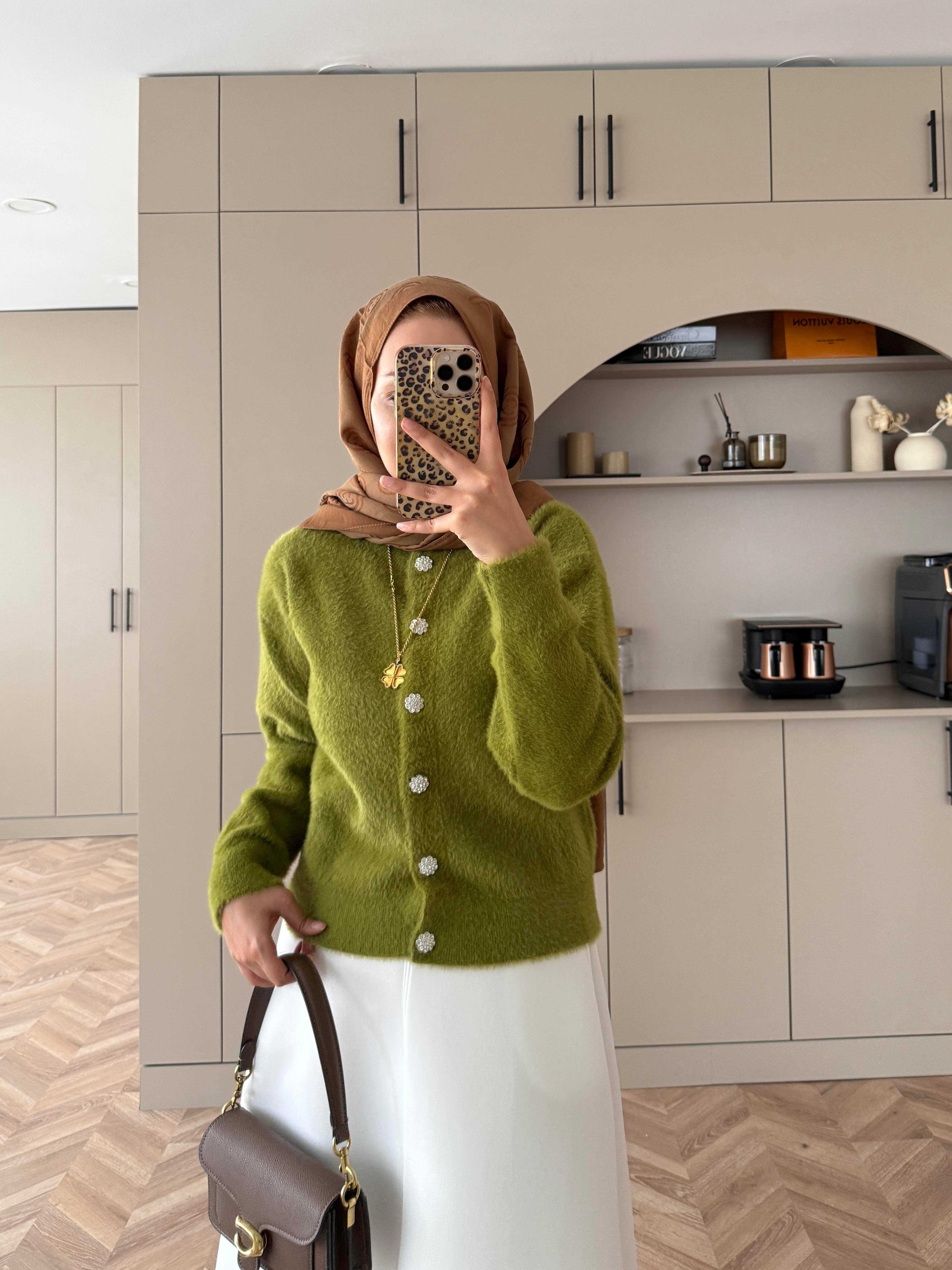 Vina Angora Hırka Yeşil