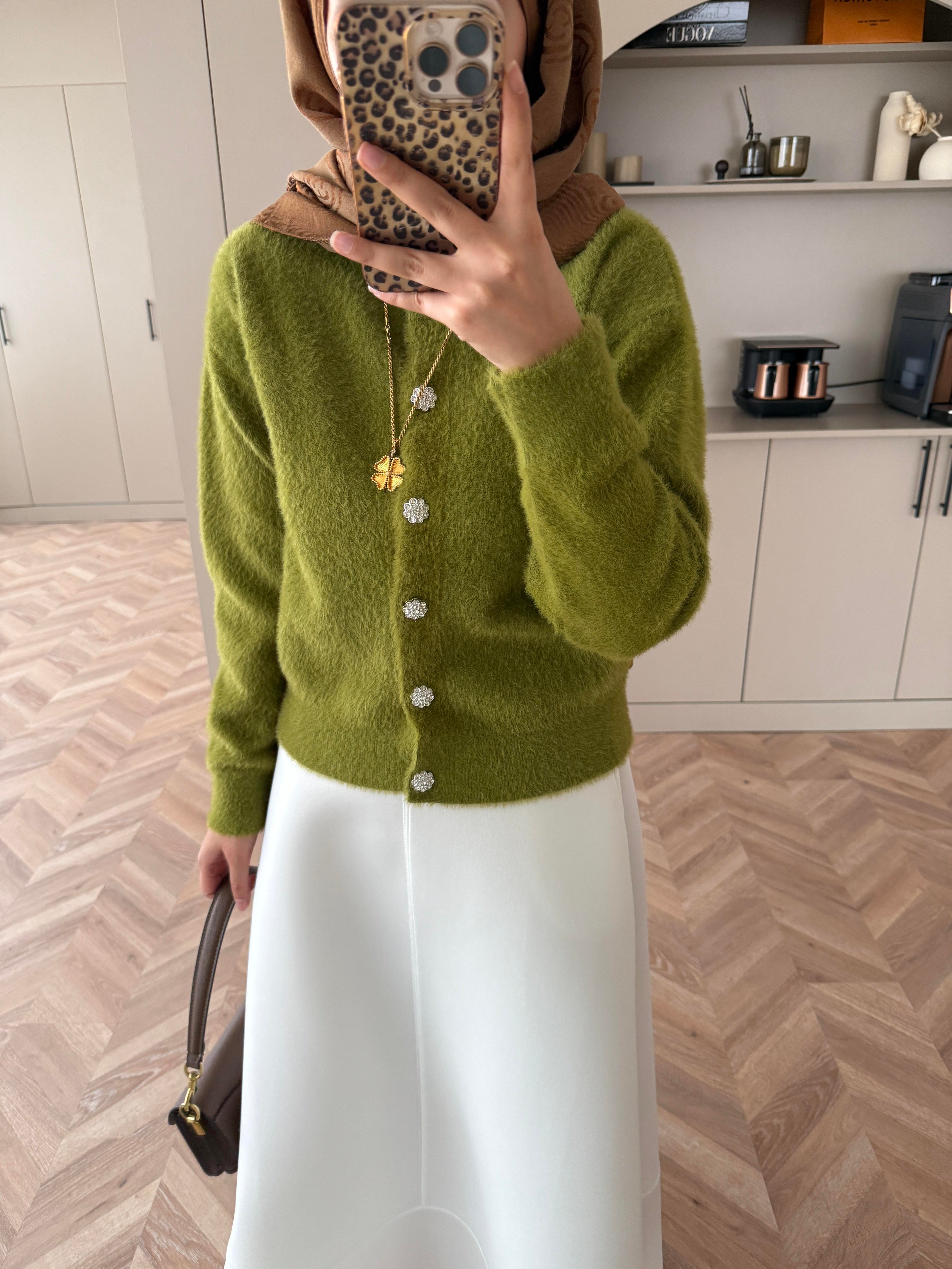 Vina Angora Hırka Yeşil